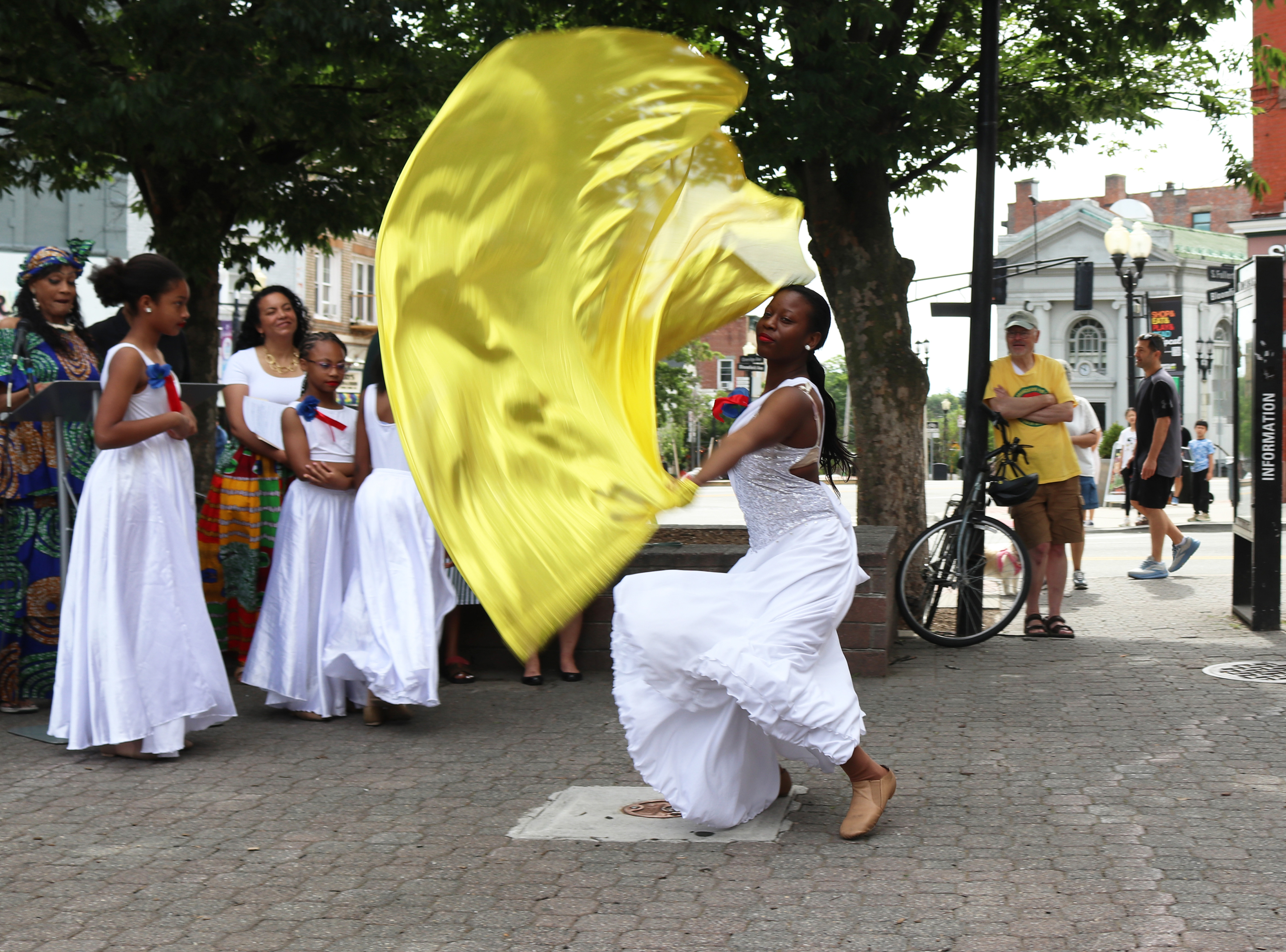 MONTCLAIR, NJ 06/19/2026 JUNETEENTH FLAG RAISING: Students from Beyond the Boogie Dance Company perform at Montclair’s Juneteenth flag raising ceremony on Church Street. Photo by Sunah Choudhry.