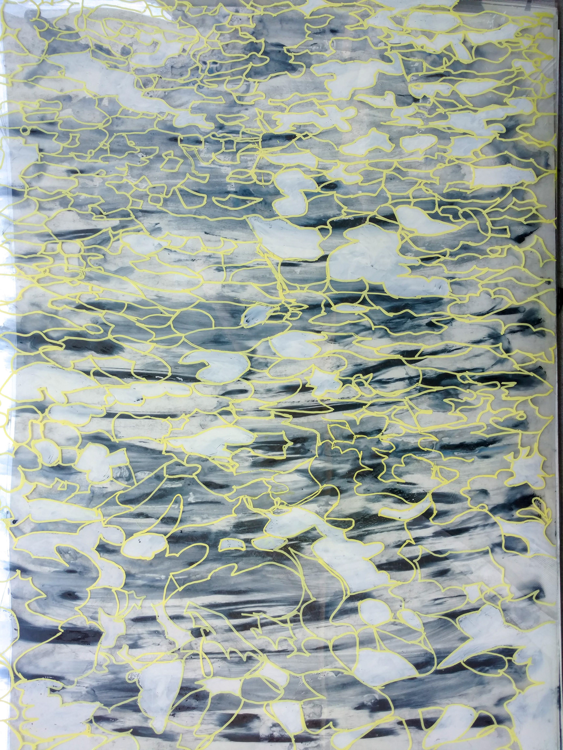 Conglomerate, Watercolor and Chalk Pastel on Paper and Transparencies, 18"x24", 2019