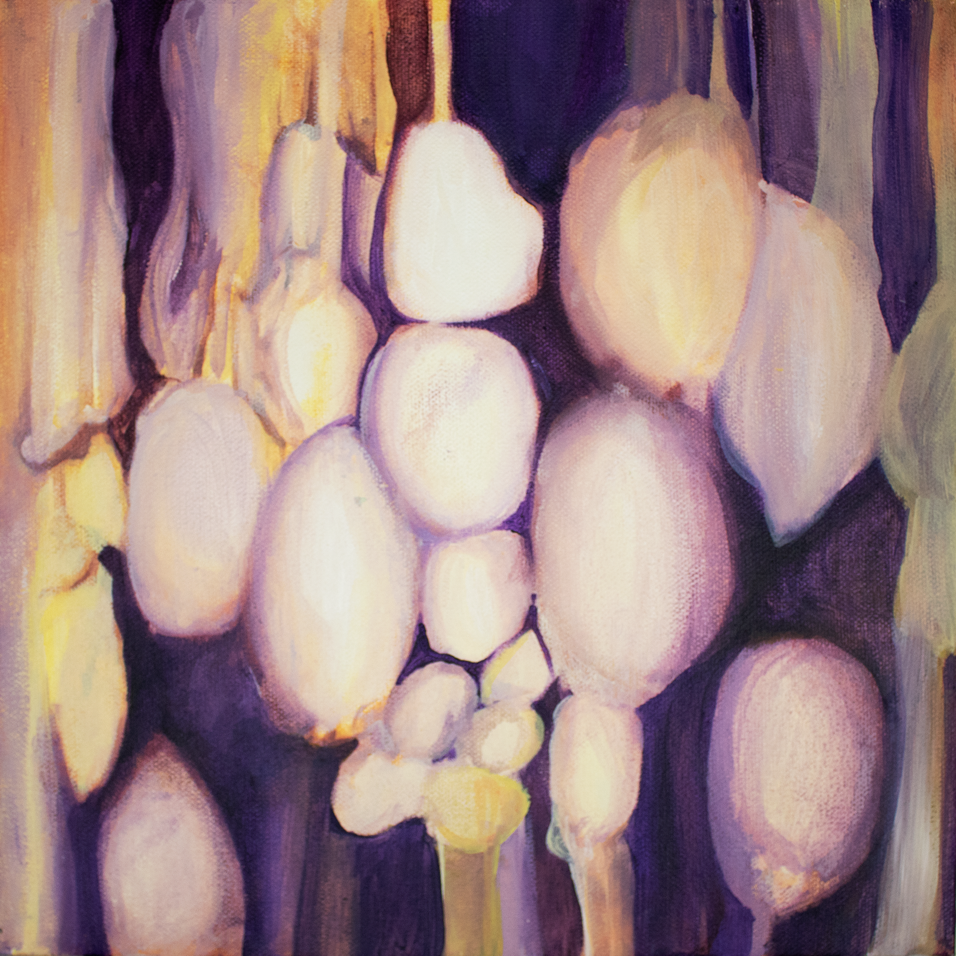 Alien Egg Sac, Acrylic on Canvas, 12"x12", 2018