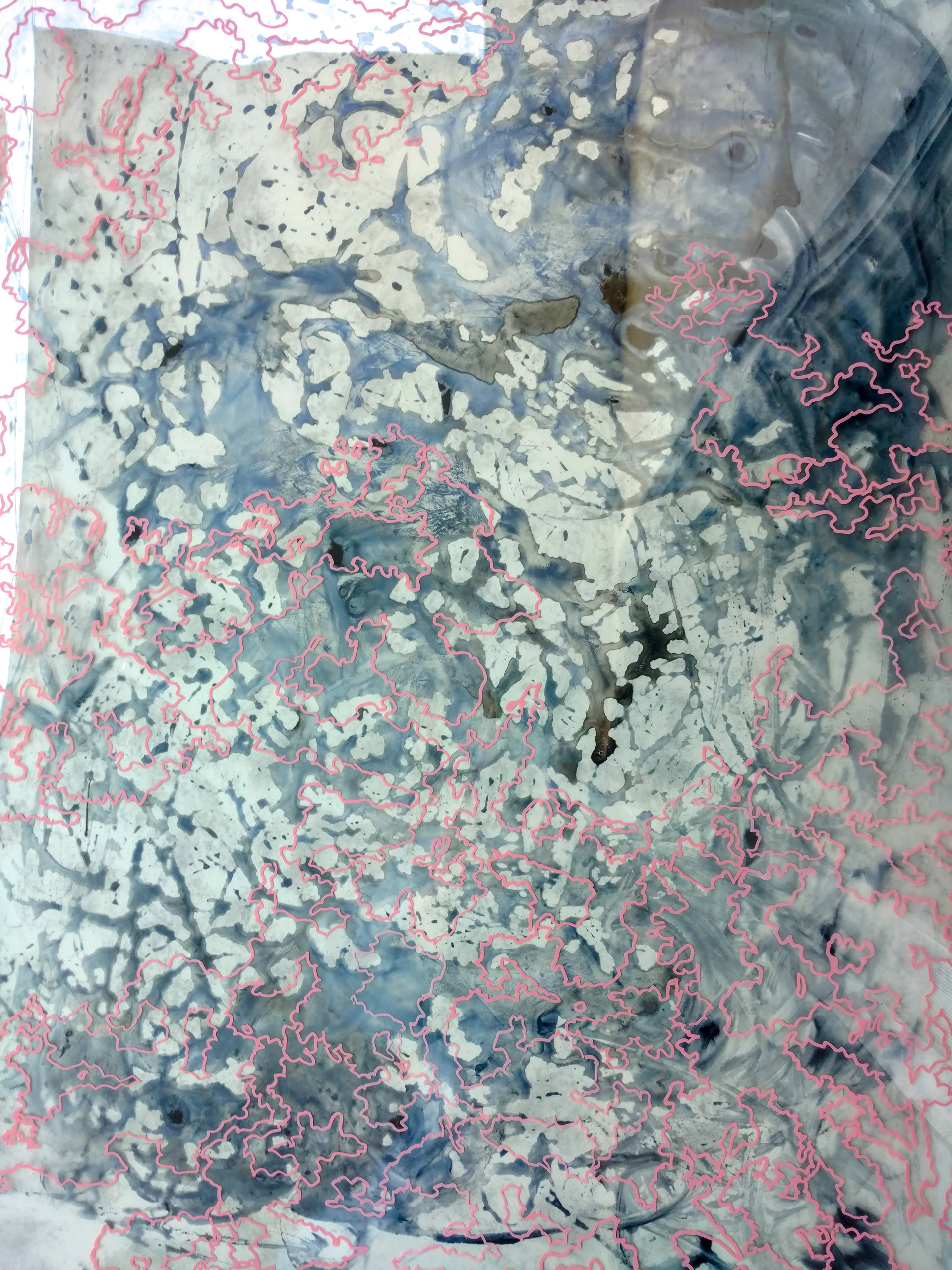 Granite, Watercolor and Chalk Pastel on Paper and Transparencies, 18"x24", 2019