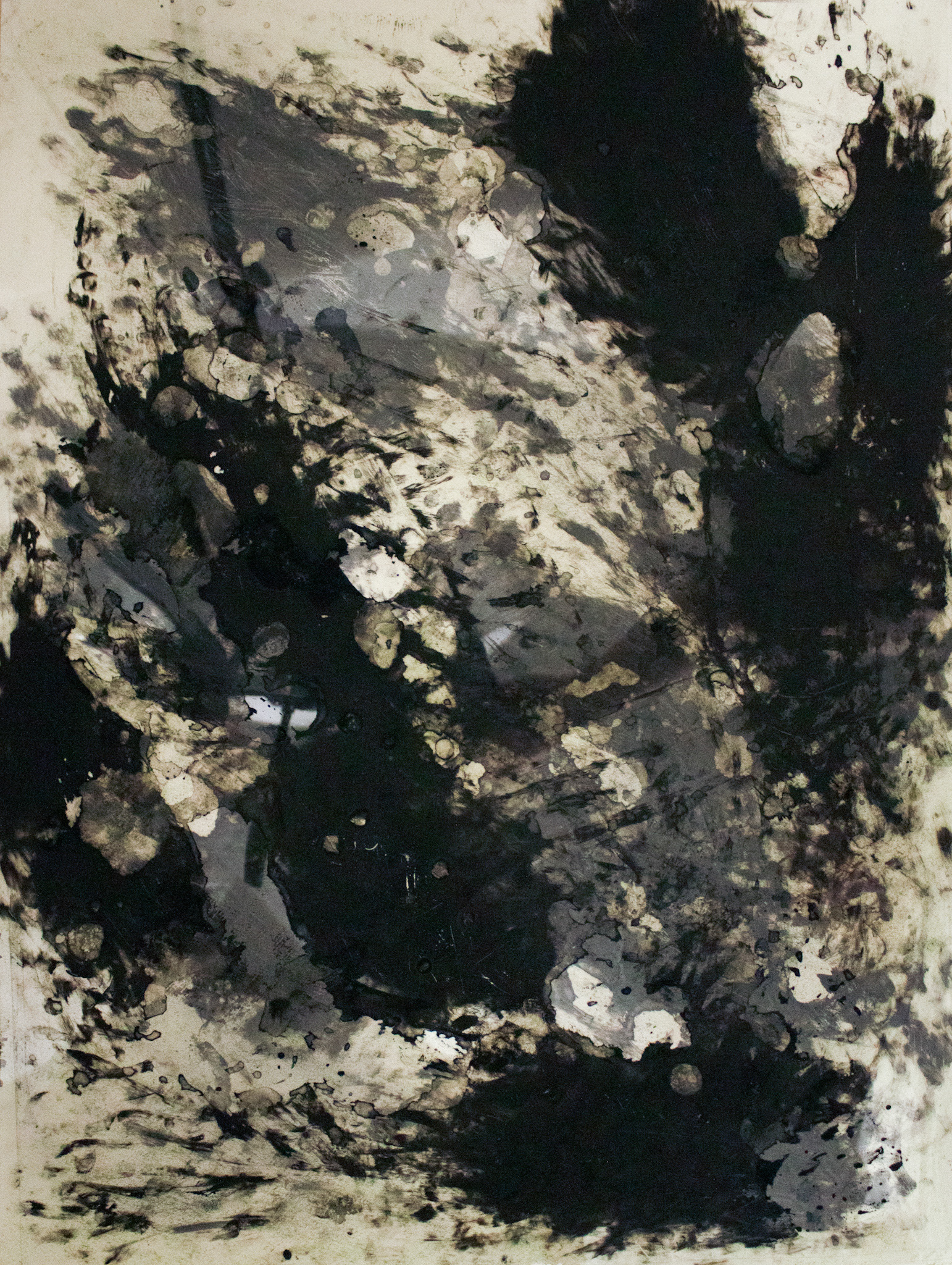 Shadows 3, Watercolor and Oil Pastel on Paper and Transparencies, 18"x24", 2018