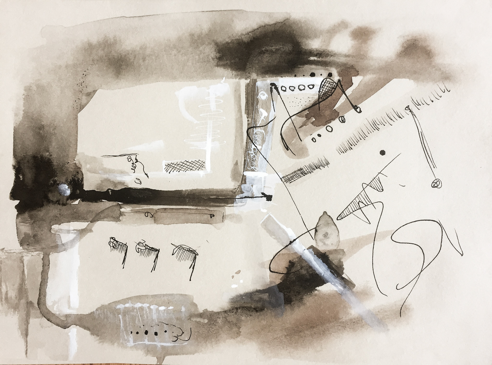 "Villa la bombilla" 2018. Indian ink on paper.