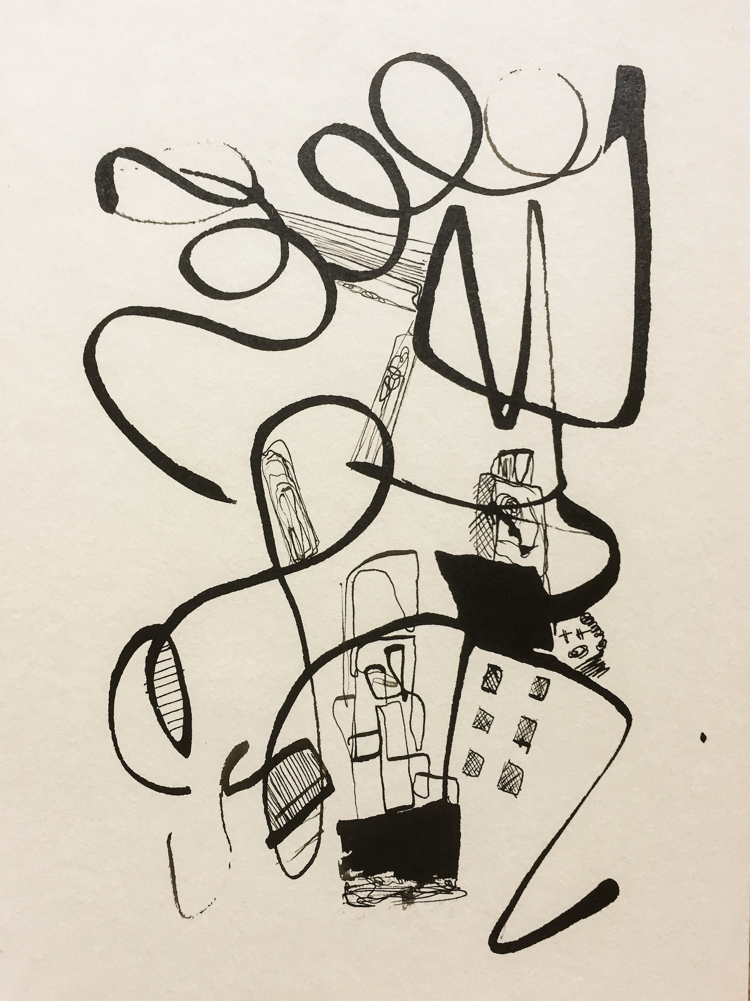"Crow flying" 2018. Indian ink on paper.
