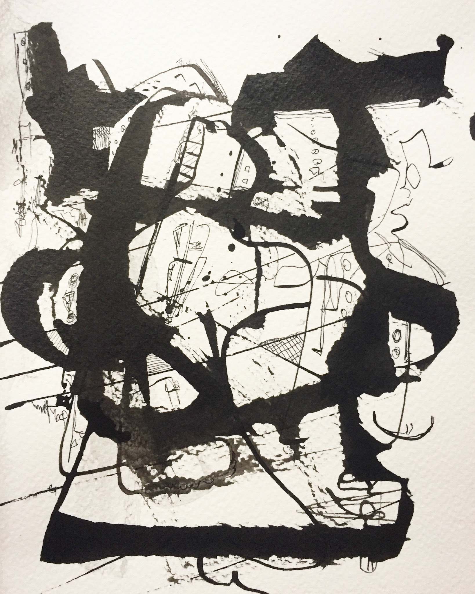 "Smokers" 2017. Indian ink on paper.
