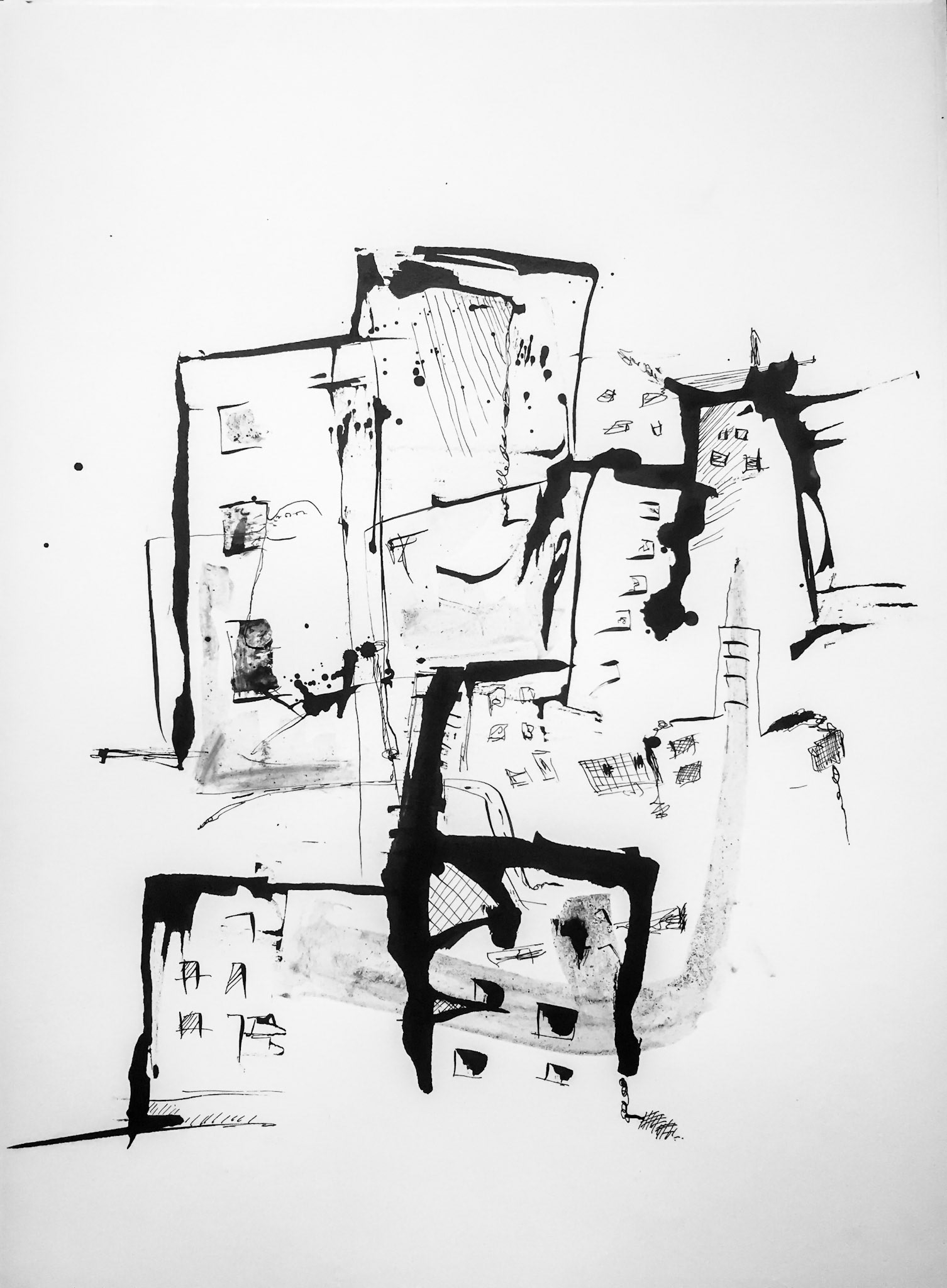 "Organizacion deshumana" 2018. Indian ink on paper.
