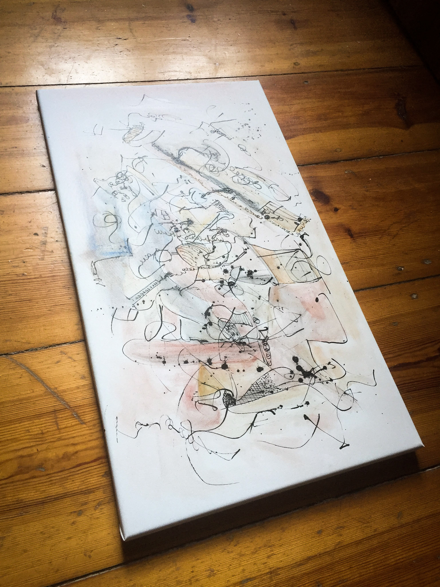 "Pirates" 2018 .Indian in & pigments on canvas. Berlin 2018