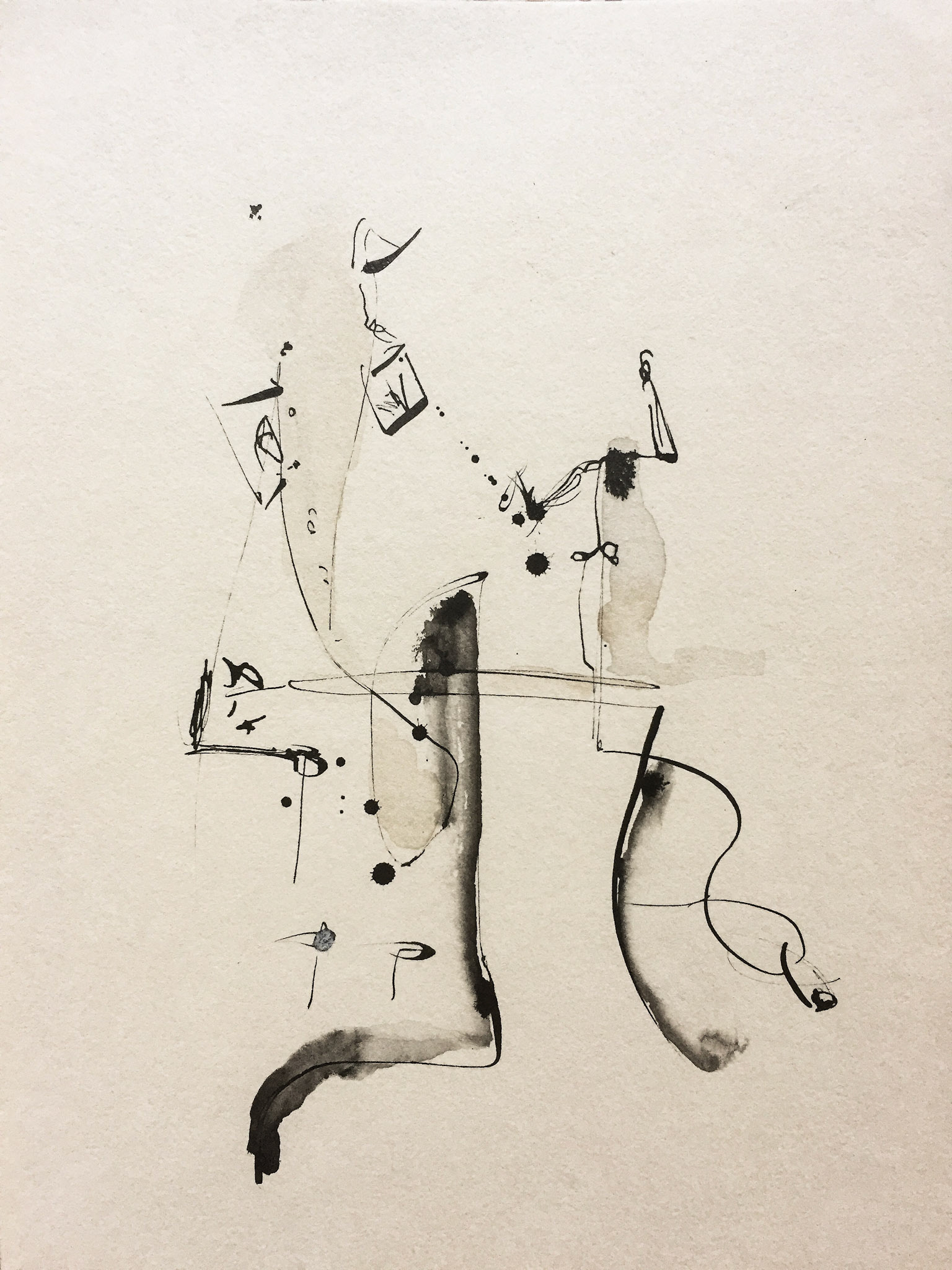 "Bailarines callejoros" 2018. Indian ink on paper.