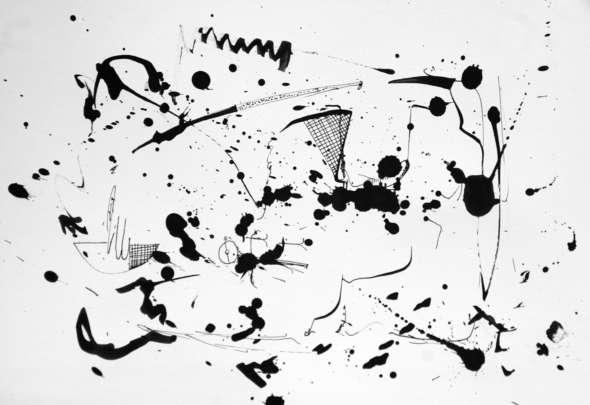 "Urban fisherman" 2016. Indian ink on paper.