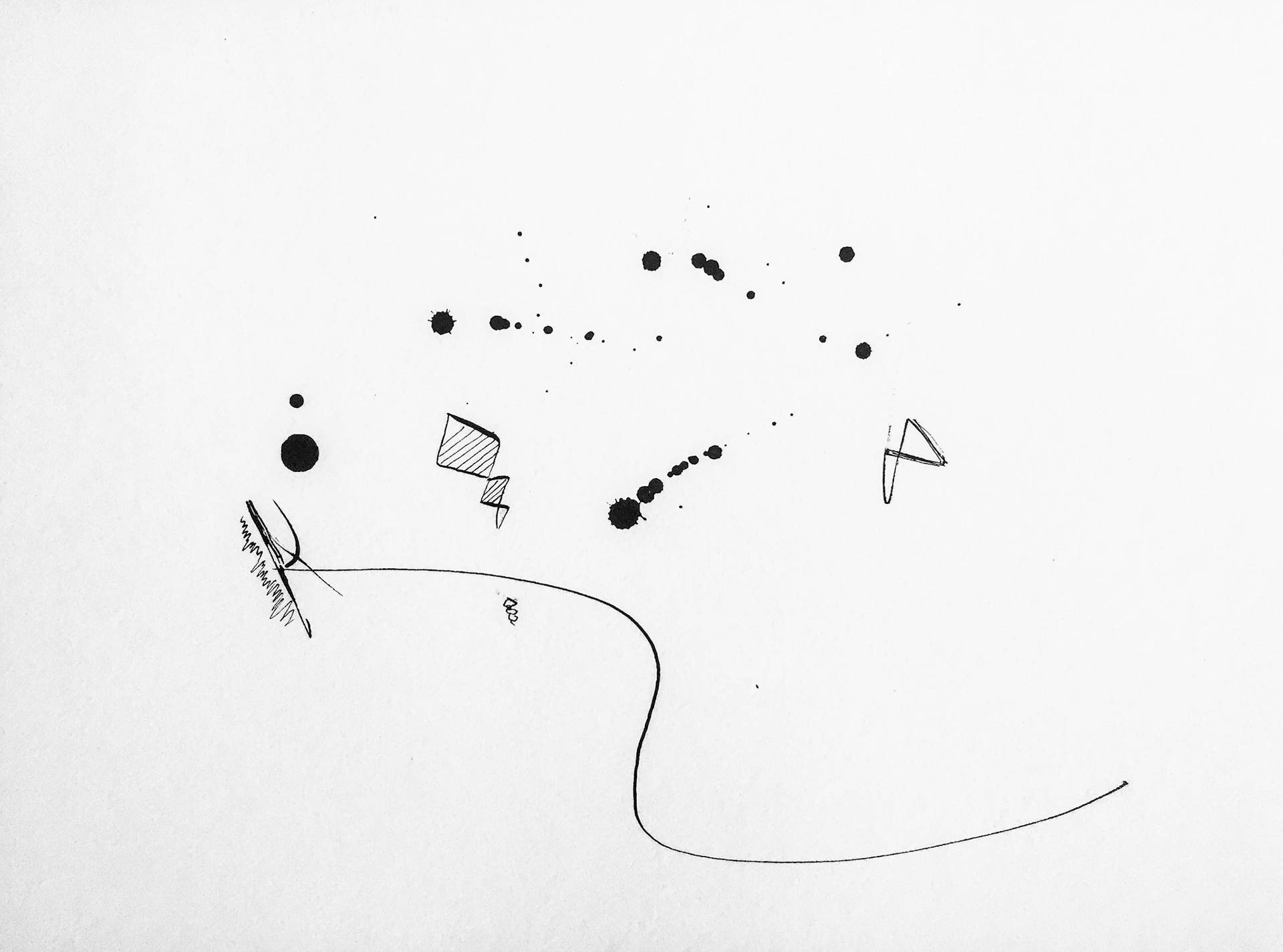 "Noche en la ruta" 2018. Indian ink on paper.
