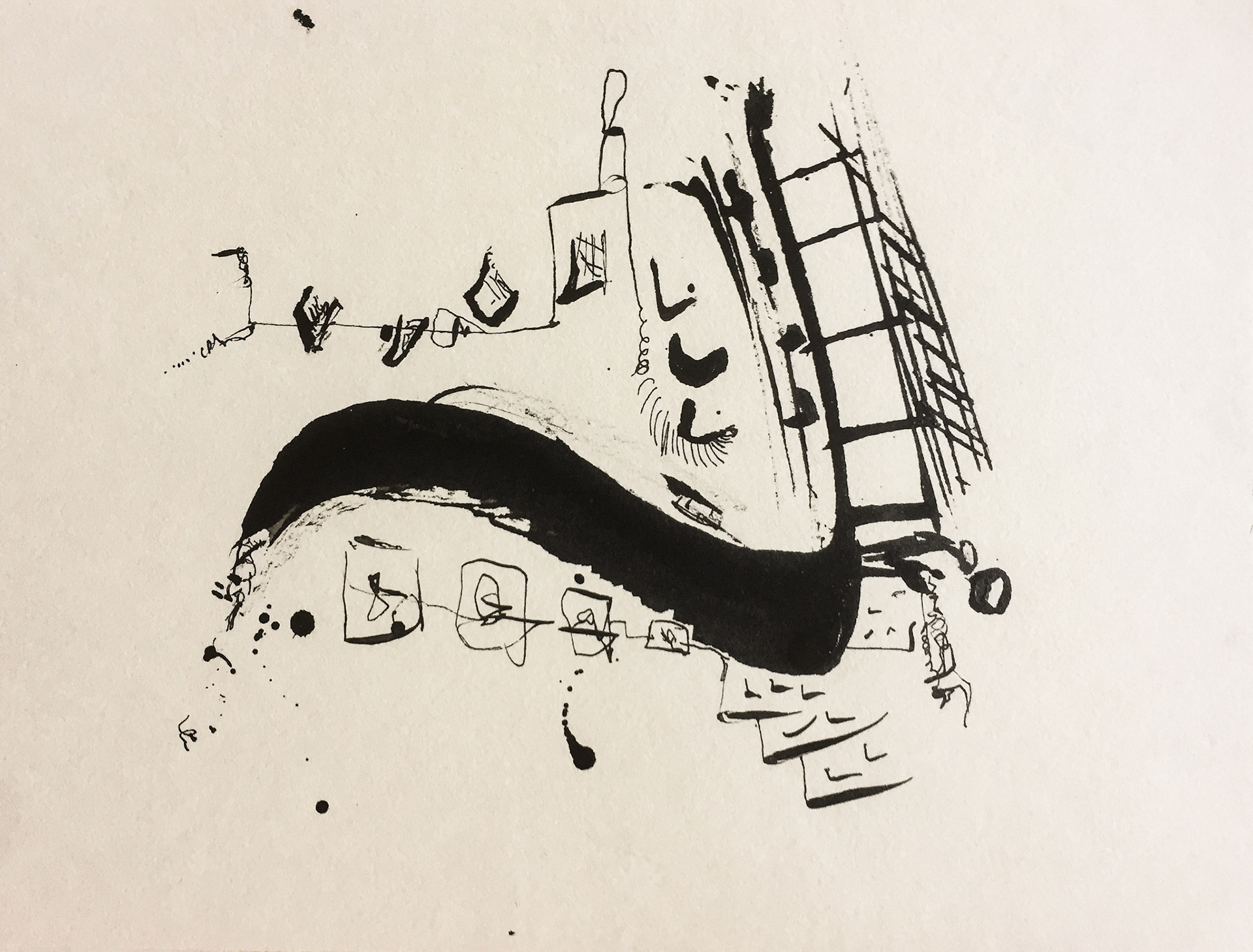 "Night visions" 2018. Indian ink on paper.