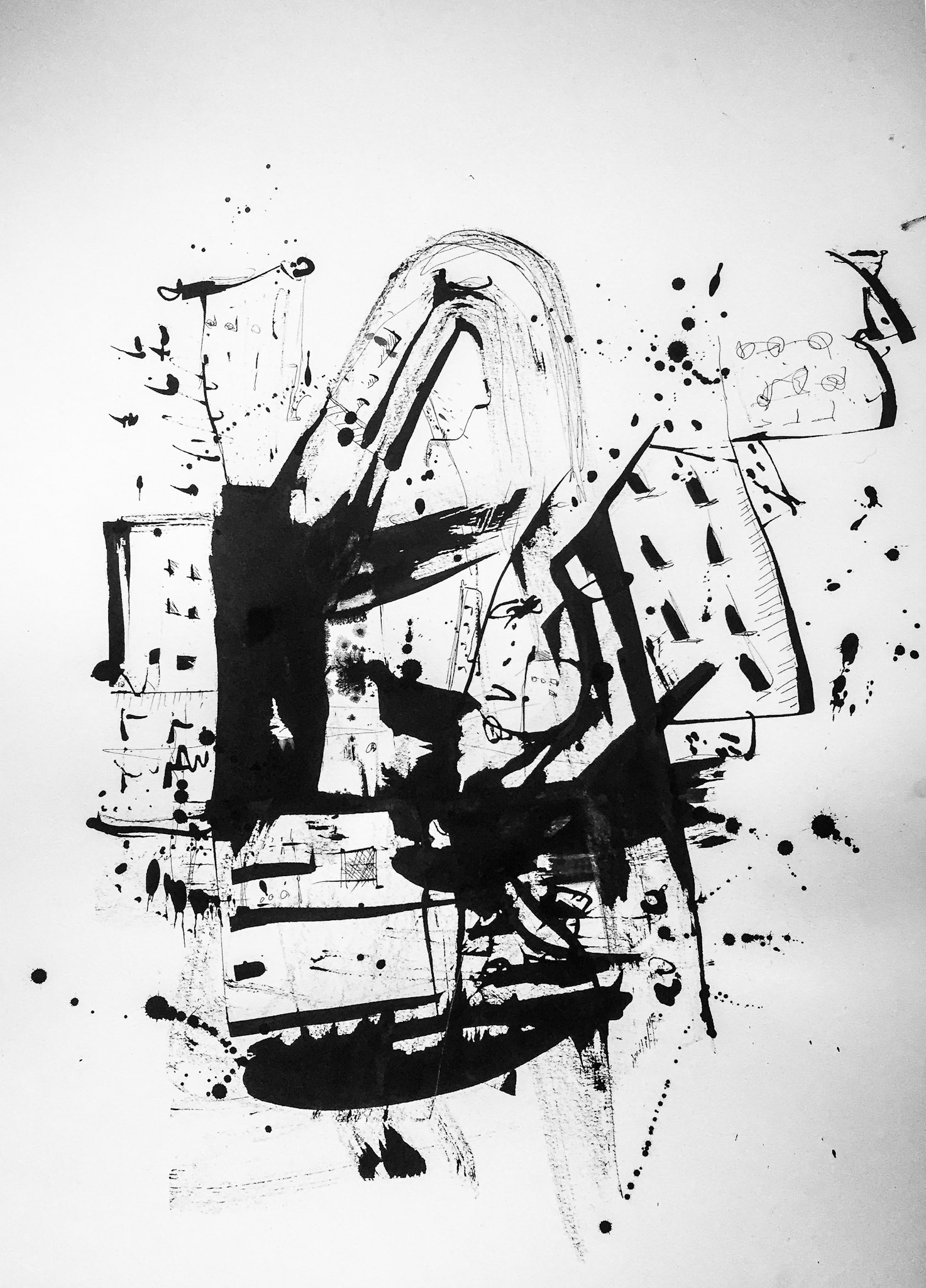 "Ruina del futuro" 2018. Indian ink on paper .