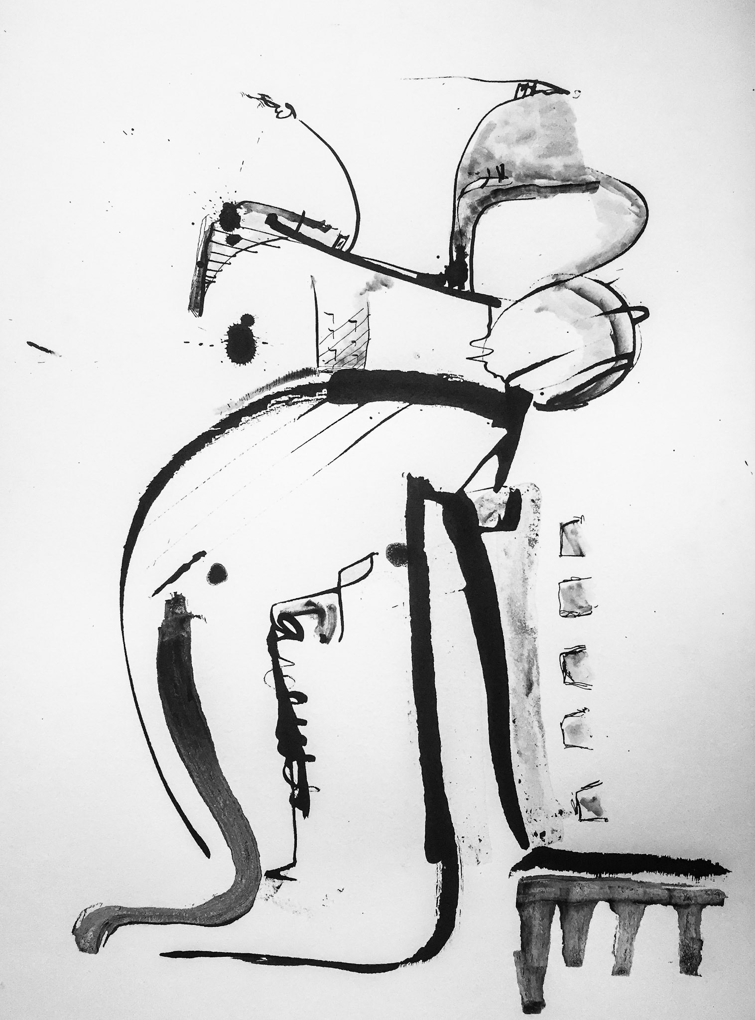 "Antifaz " 2018. Indian ink on paper .