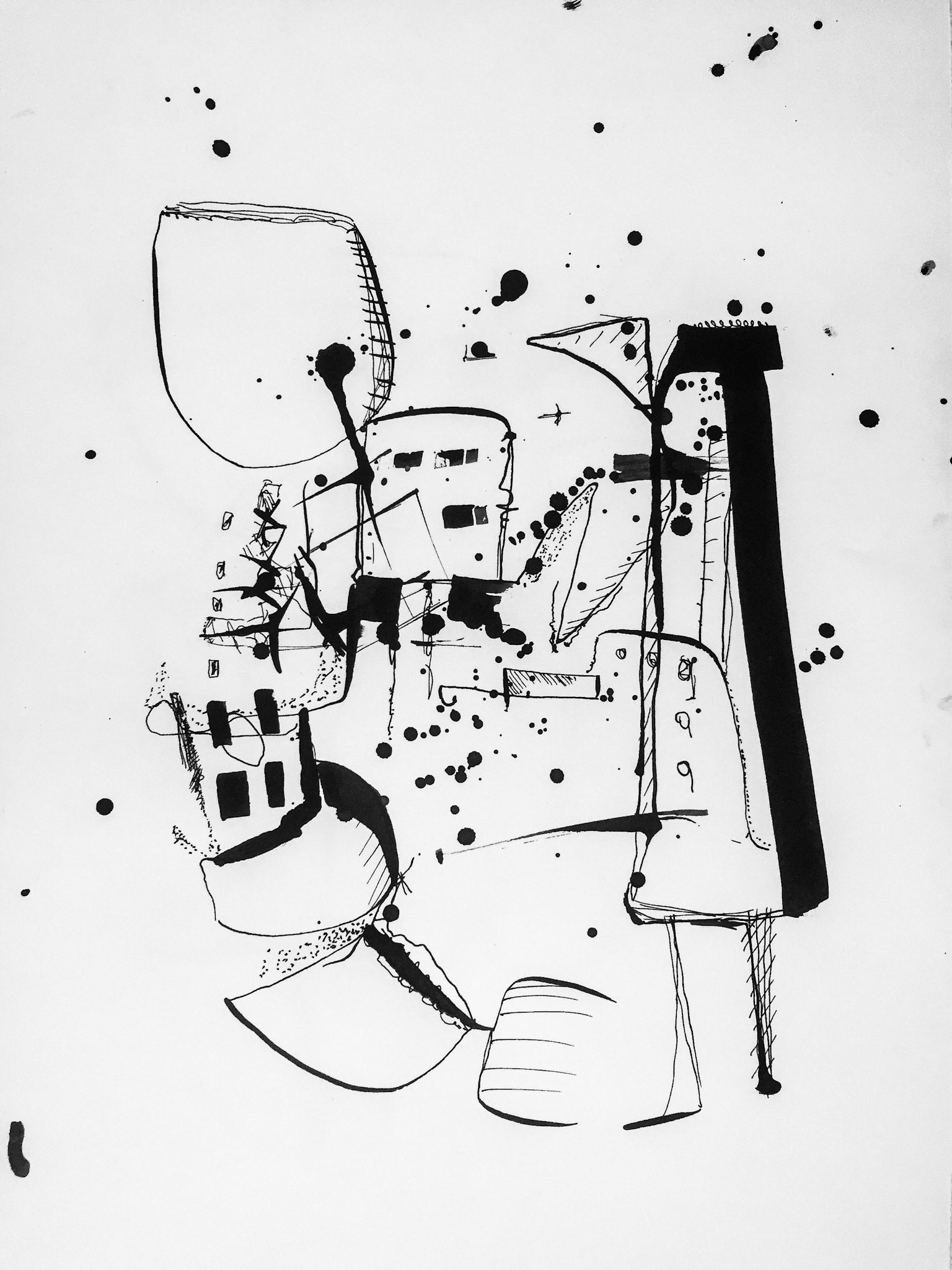"El diablo en la azotea" 2018 Indian ink on paper.
