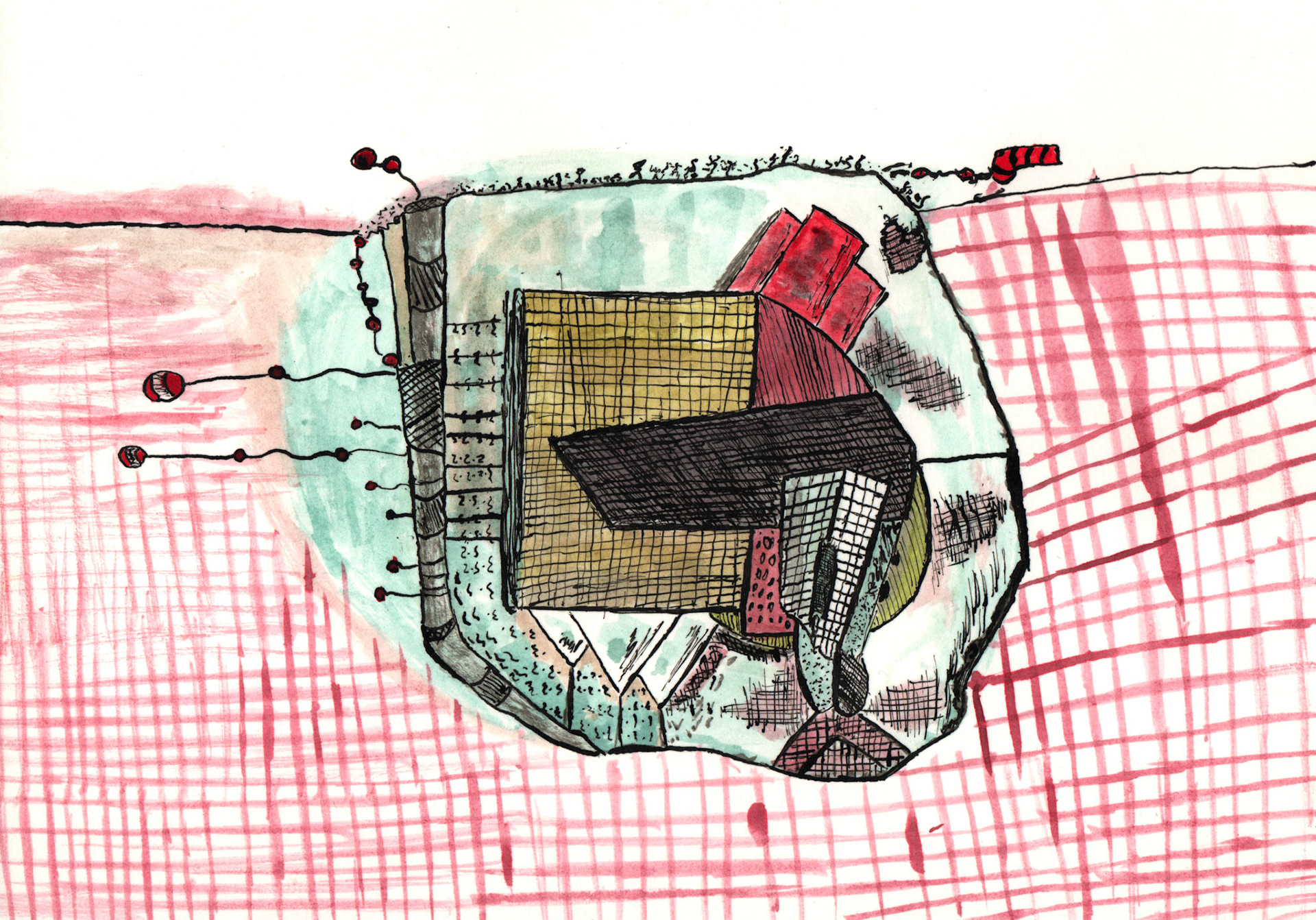 "Globulos geométricos" 2013. Indian ink on paper.
