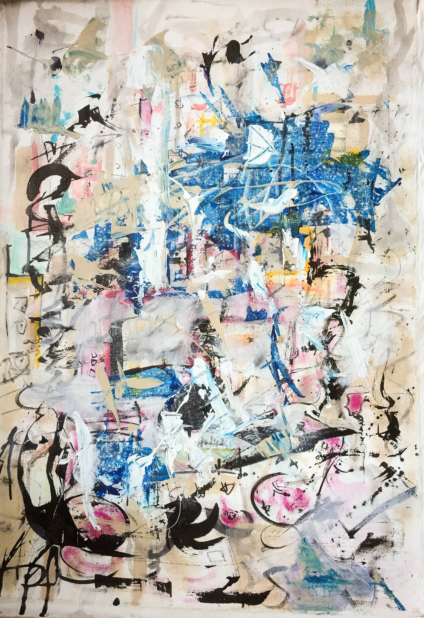 "Sorvive". 2017. Indian ink and acrylic on canvas.