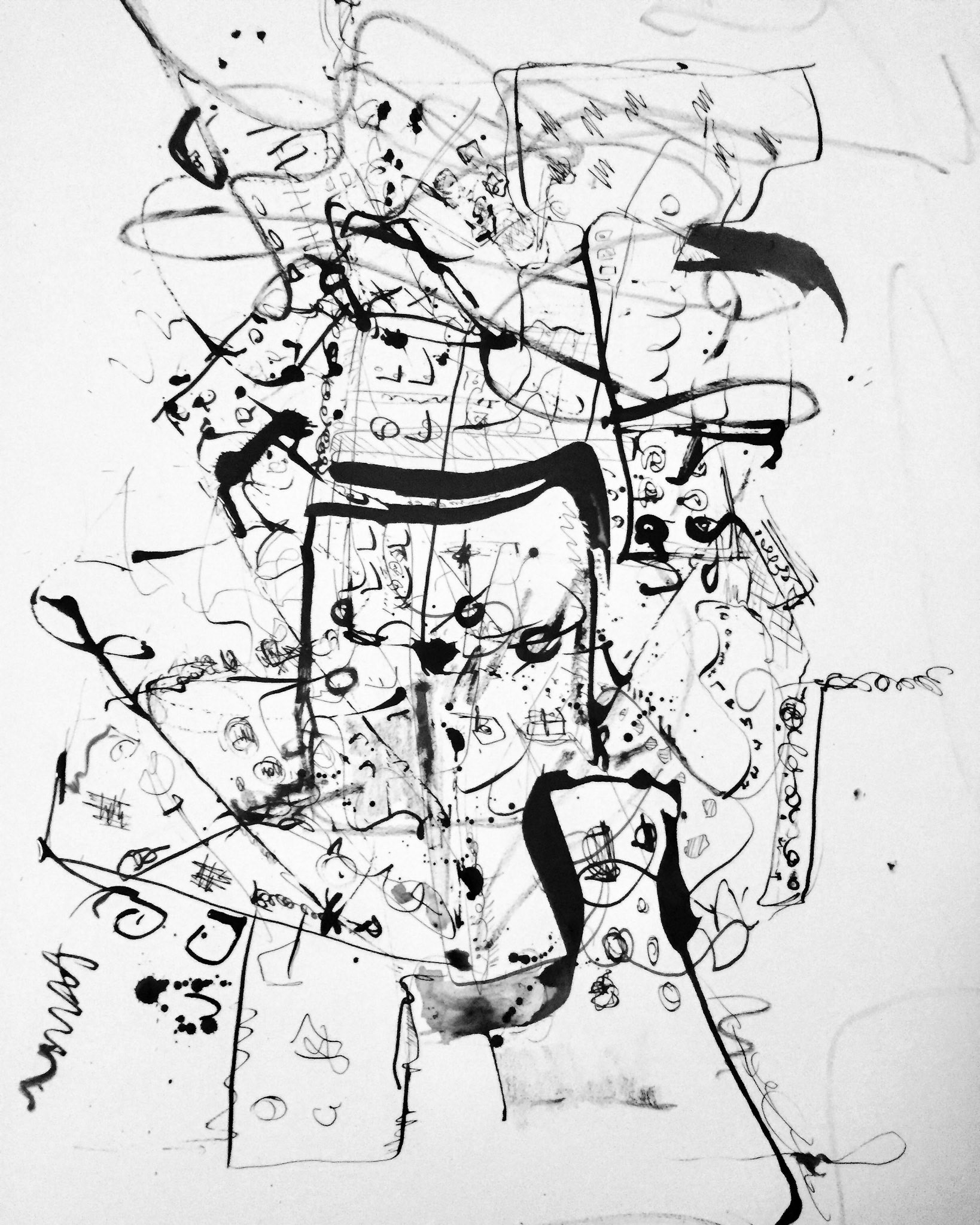 "demoler" 2018. Indian ink on paper.