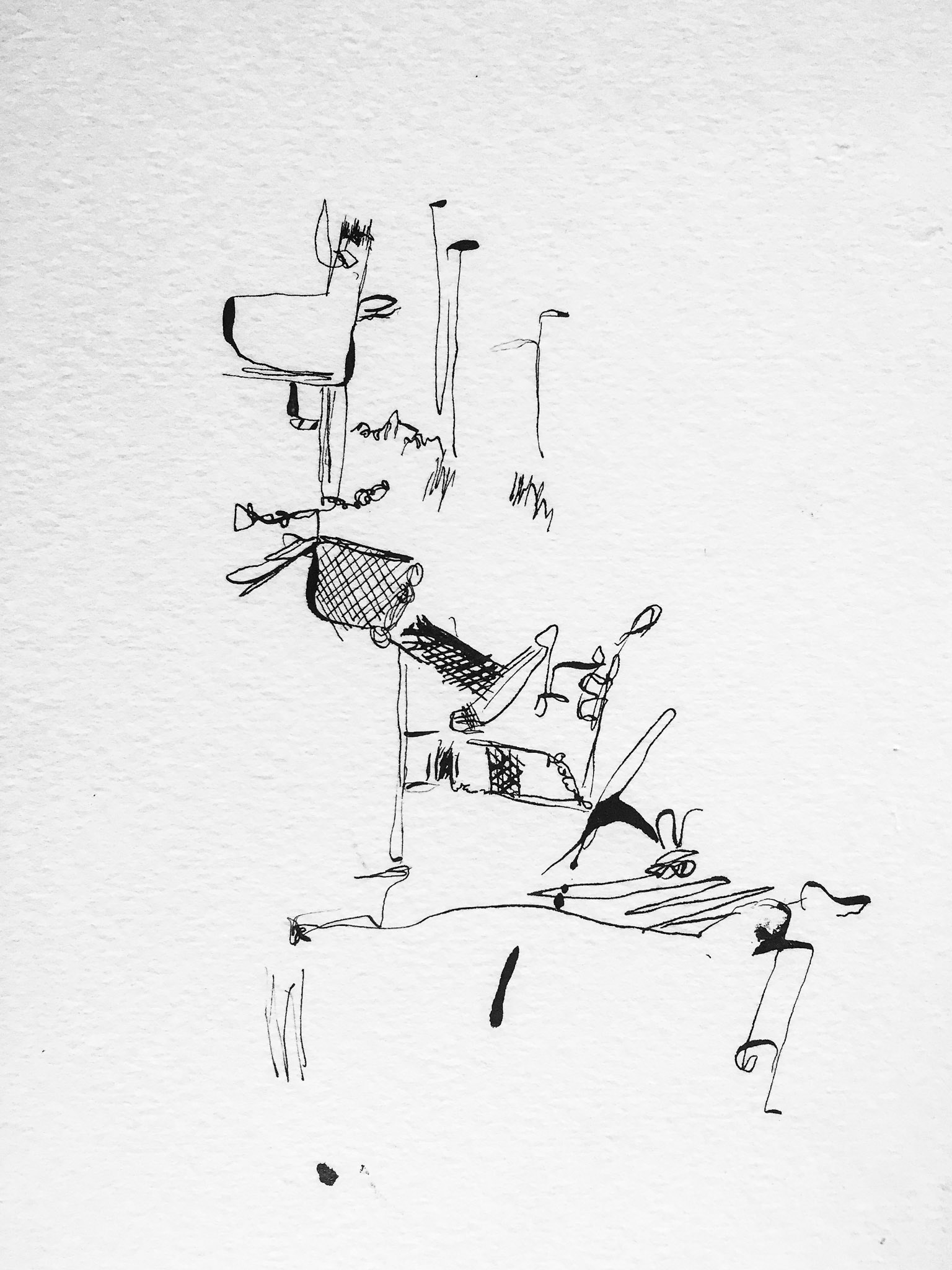"E-dog" 2018. Ink on paper.