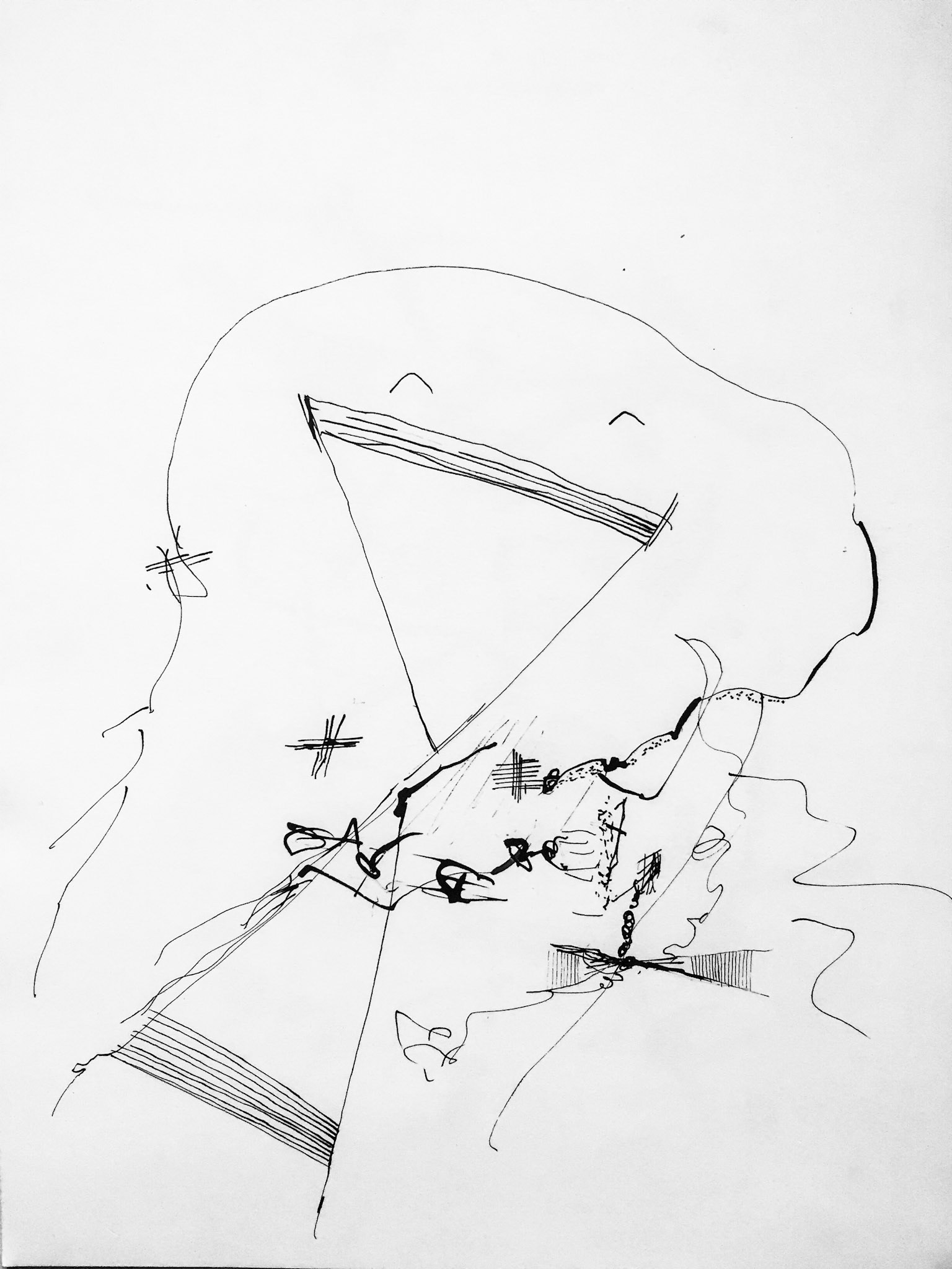 "Ironic smile" 2017. Indian ink on paper.