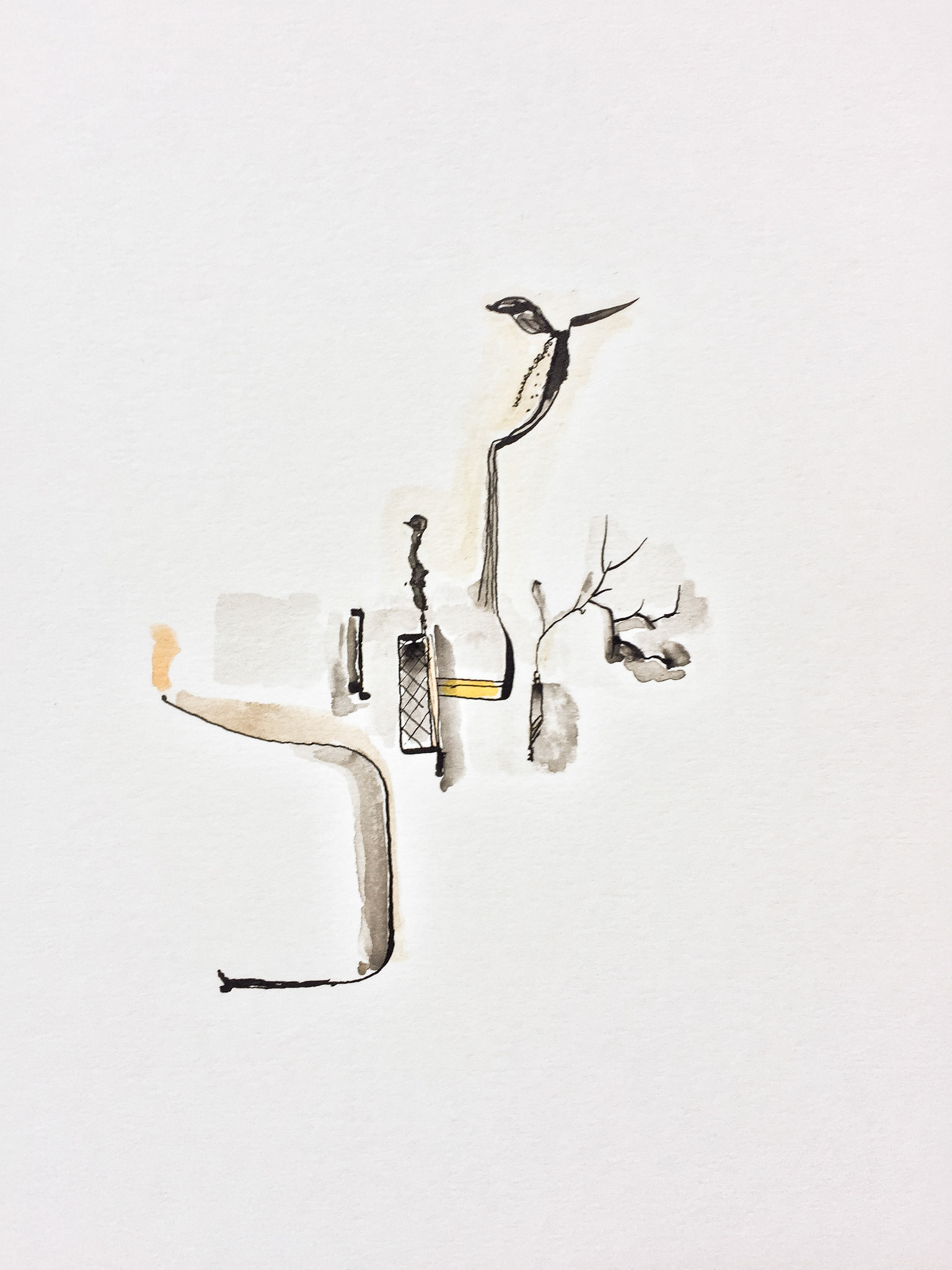 "Winter #1" 2019. Indian ink on paper.