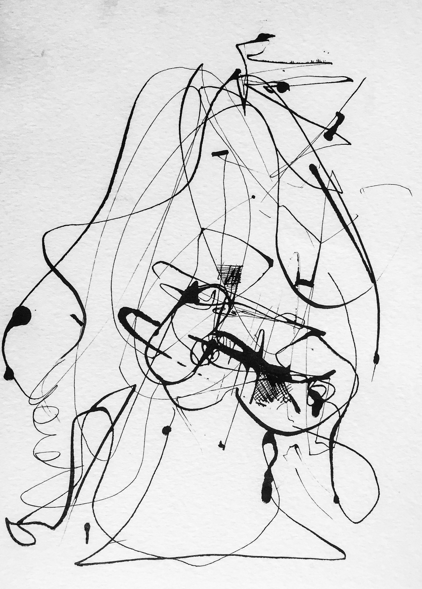 "Robot woman" 2018. Indian ink on paper.