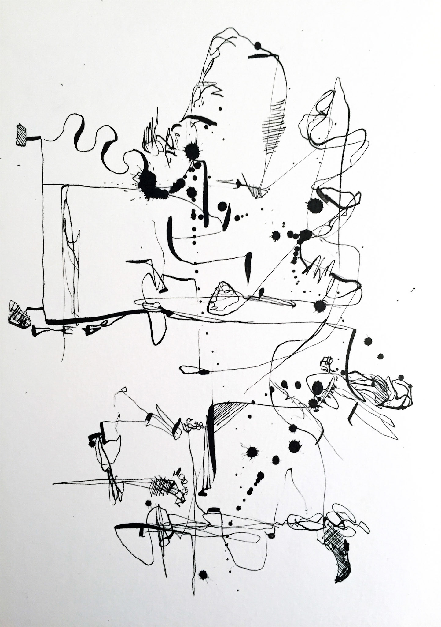 "Factory on-off" 2018. Indian ink on paper.