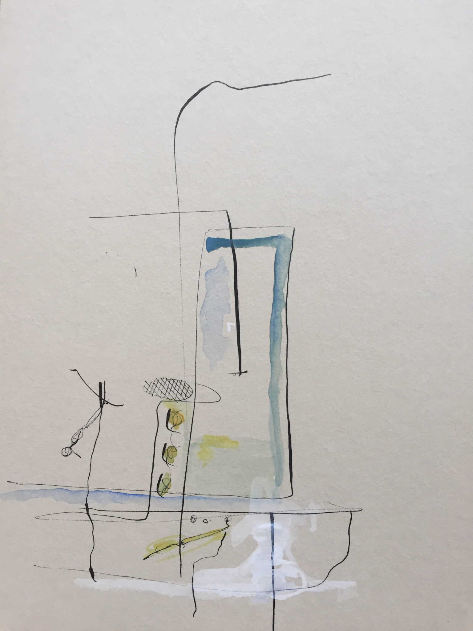 "Evening view" 2018. Indian ink on paper.