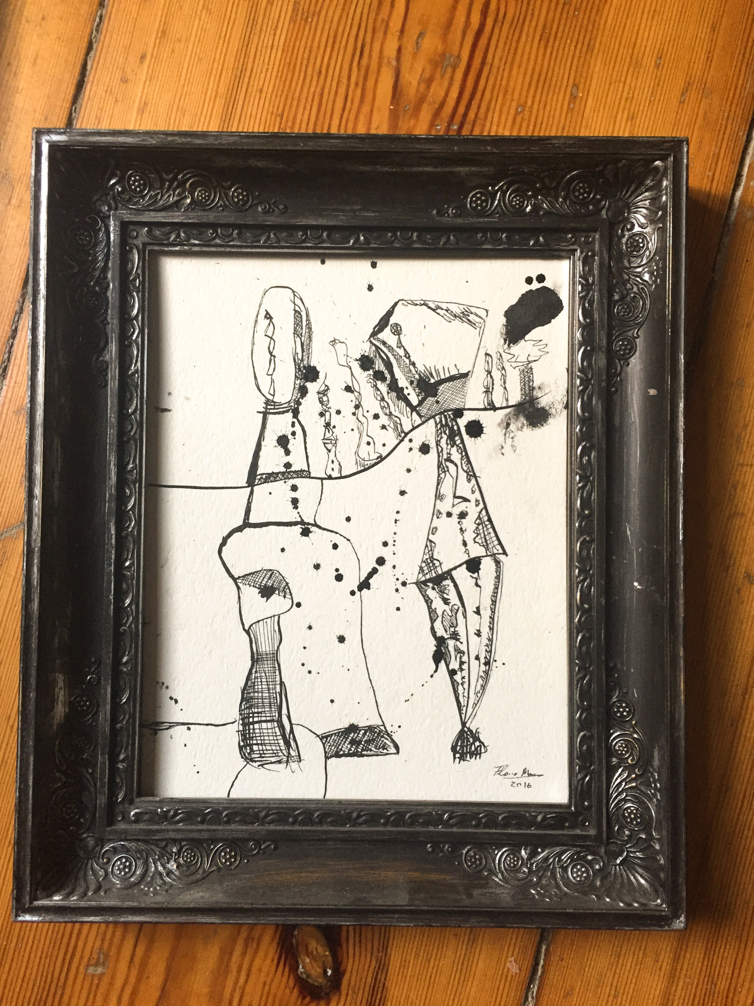 "Robot lovers" 2016. Indian ink on paper.