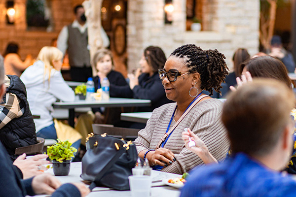 Attendees during social lunch hour.