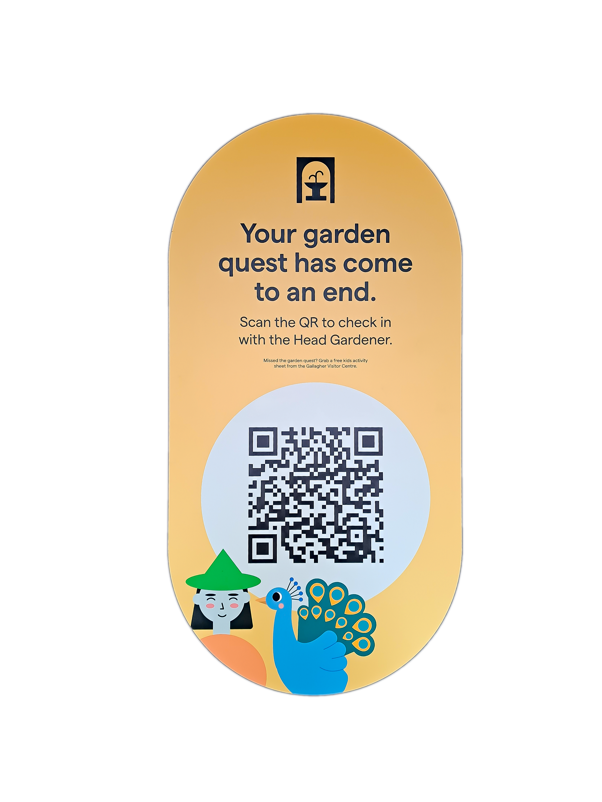 Sign featured in final enclosed garden courtyard