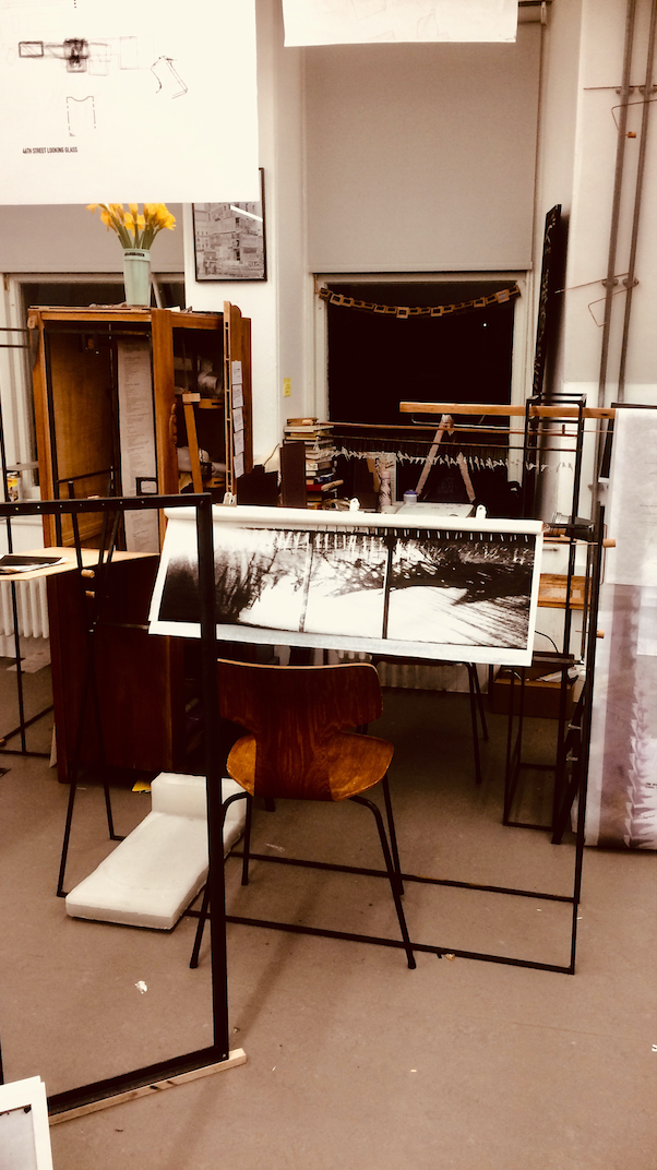 A Strange Drawing table which allows the perspective of shadows and projections to be altered - precursor to the perspectival shift designed into the exhibition