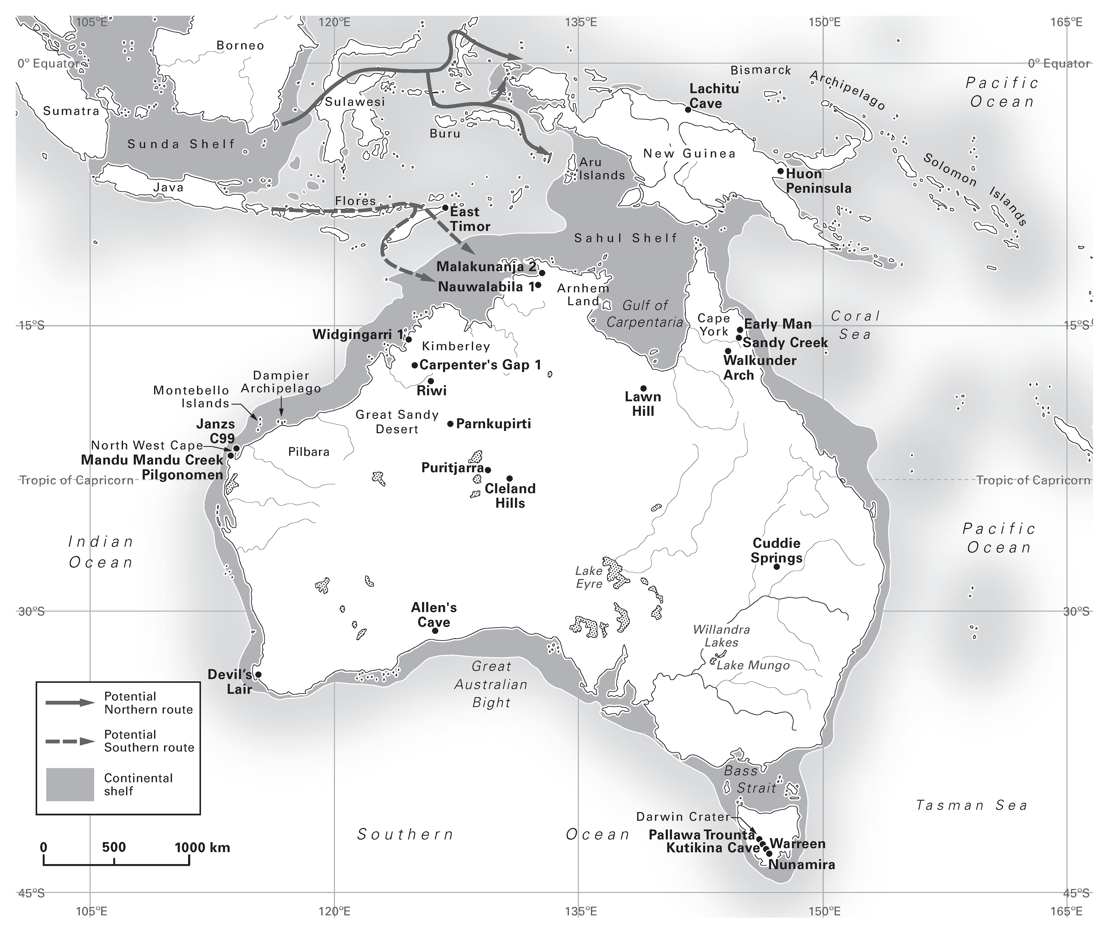 Cambridge University Press "Cambridge History of Australia" Possible first nation routes of settlement and recorded sites