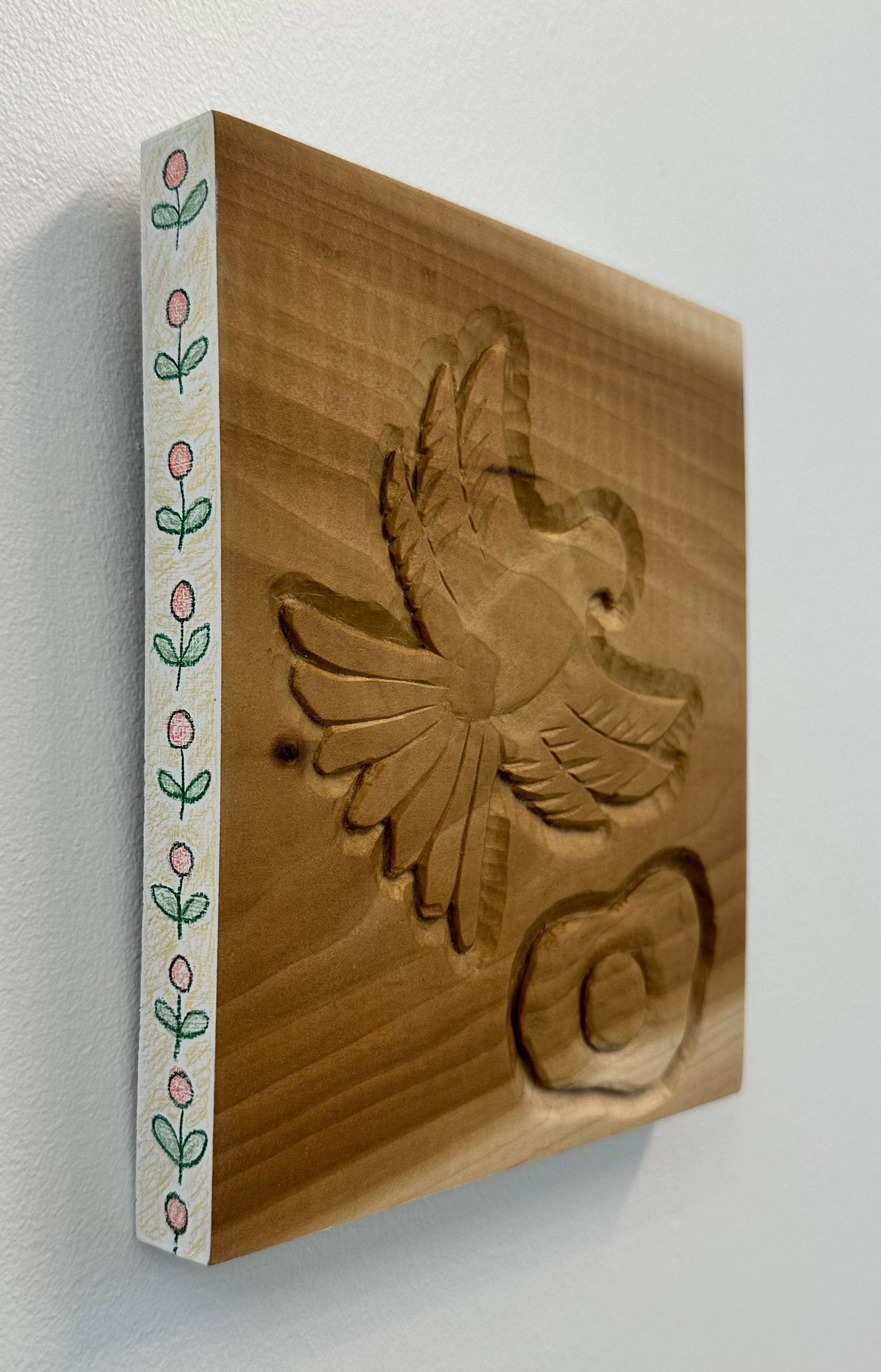 The Relief Carving, 6 x 7, hand carving and colored pencil on poplar