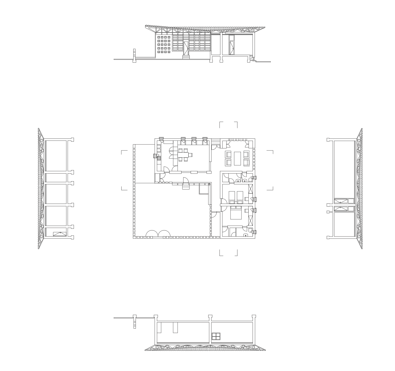 orthographic plan and section on autocad