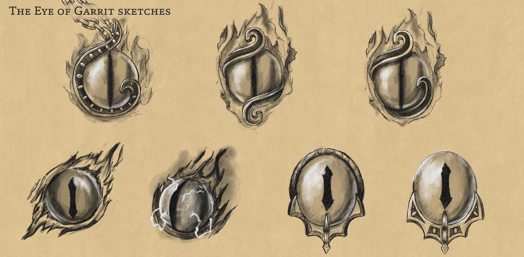 Sketches for one of the in game items that I made. I showed these to my UI Lead, who selected one and then I rendered that out.