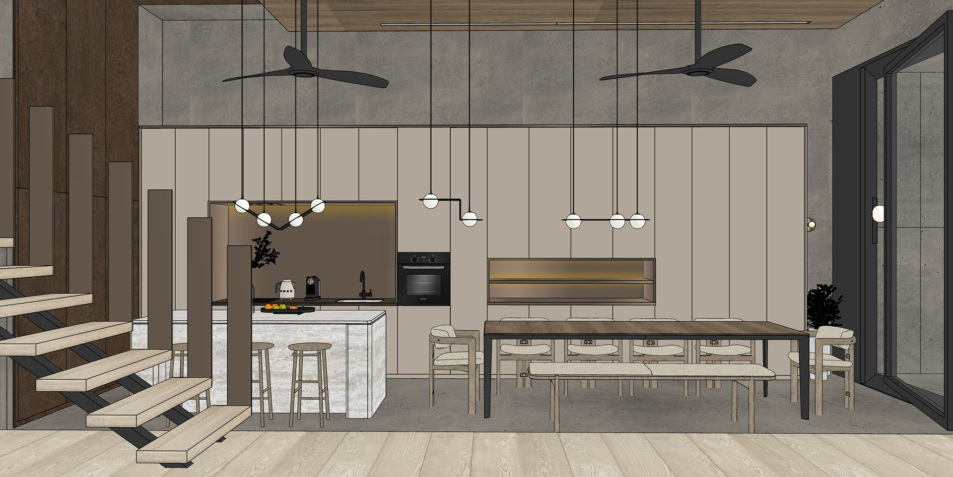 L1 ENTRANCE LOUNGE & DINING (KITCHEN COUNTER + EXISTING DINING TABLE-EXTENDED)