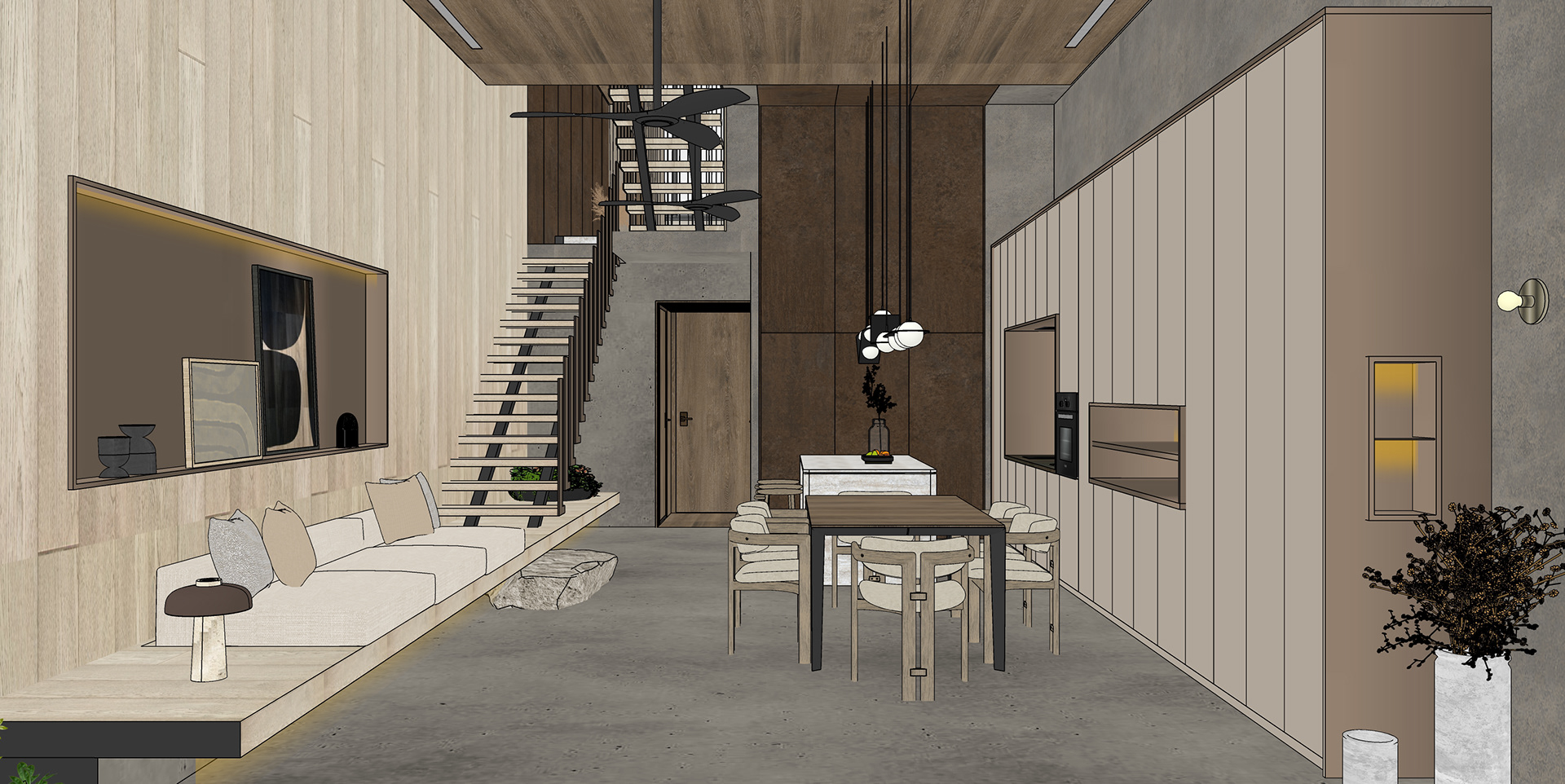 L1 ENTRANCE LOUNGE & DINING (KITCHEN COUNTER + EXISTING DINING TABLE) VIEW 1