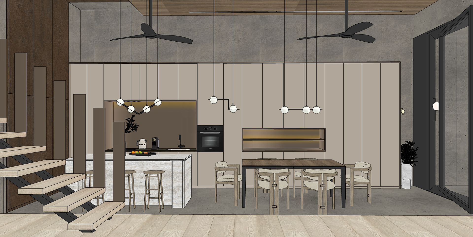L1 ENTRANCE LOUNGE & DINING (KITCHEN COUNTER + EXISTING DINING TABLE) VIEW 3