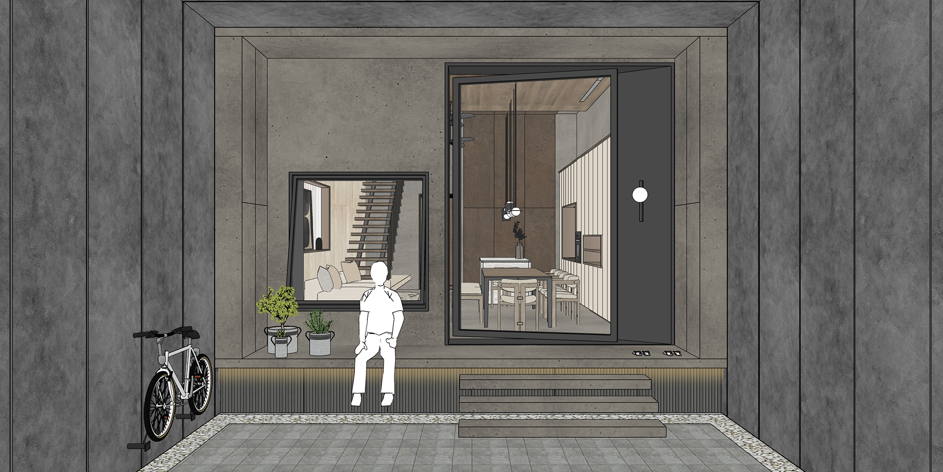 L1 ENTRANCE FACADE (DARKER TONE TEXTURED PAINT & TILES)