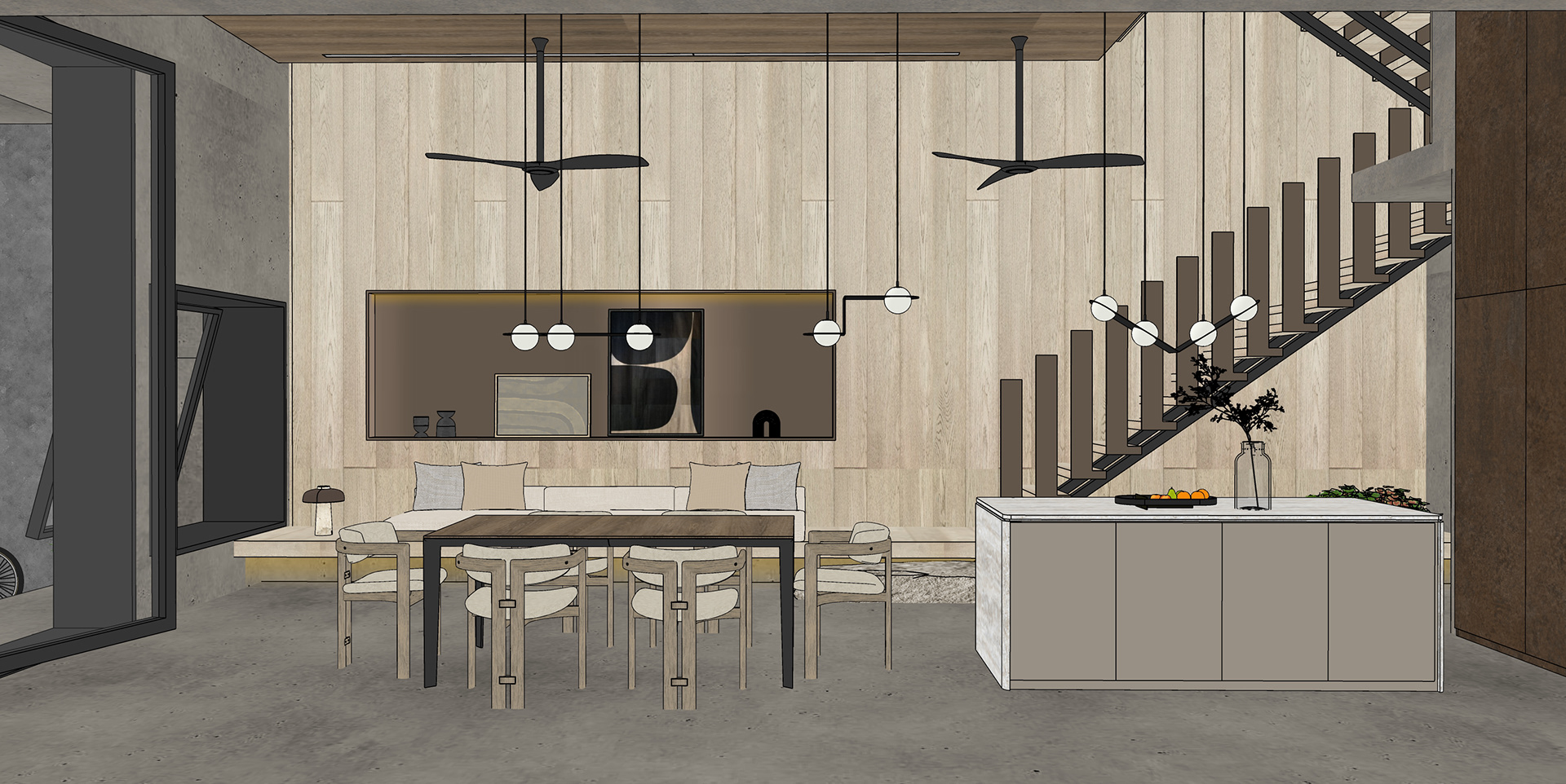L1 ENTRANCE LOUNGE & DINING (KITCHEN COUNTER + EXISTING DINING TABLE) VIEW 2