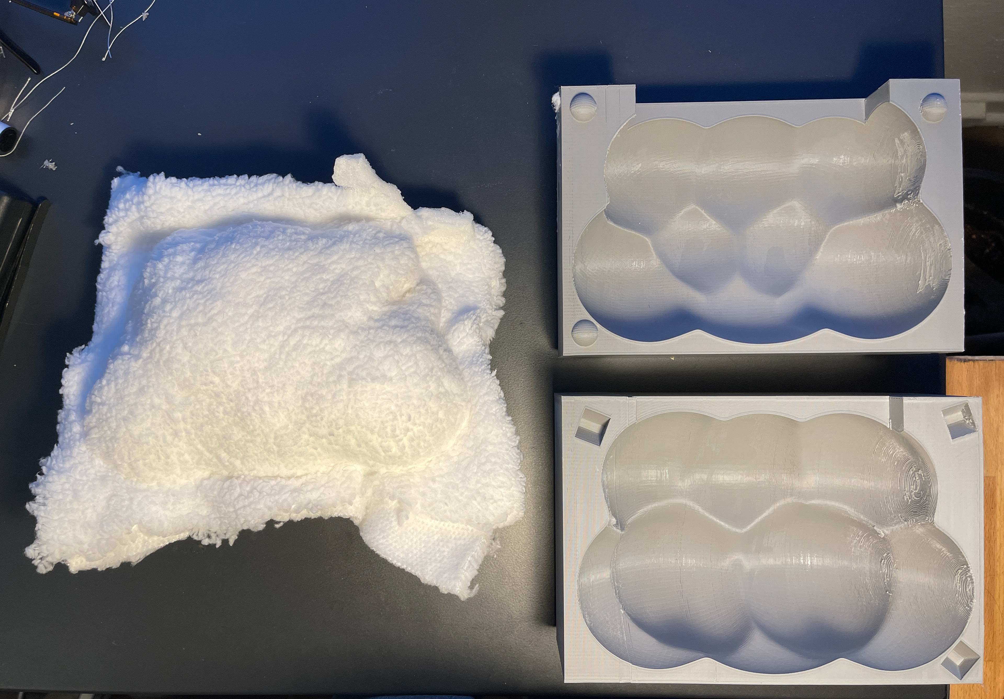 Fabric Covered Foam Removed from 3D Printed Molds