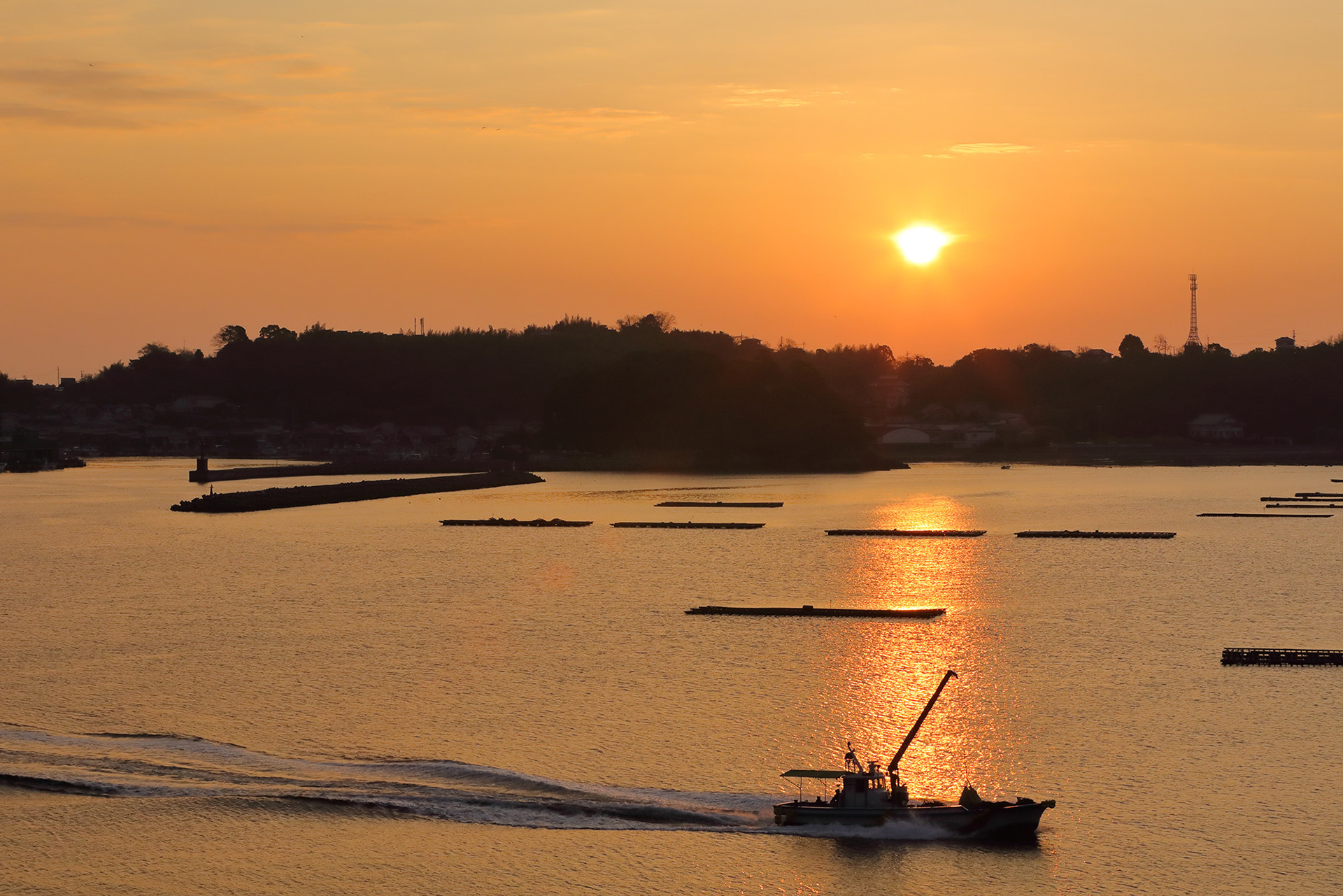 朝陽の道(室津港) / 黒田和則 / 一眼デジカメ