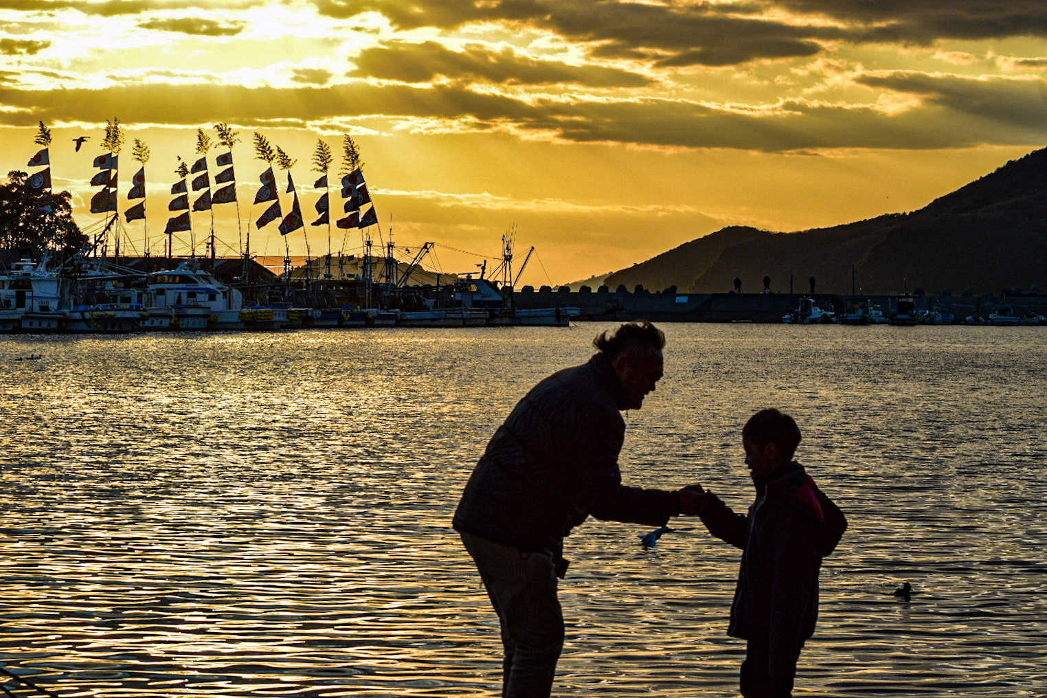 シルエット遊び(室津漁港) / 河嶋浩美 / NikonD5500