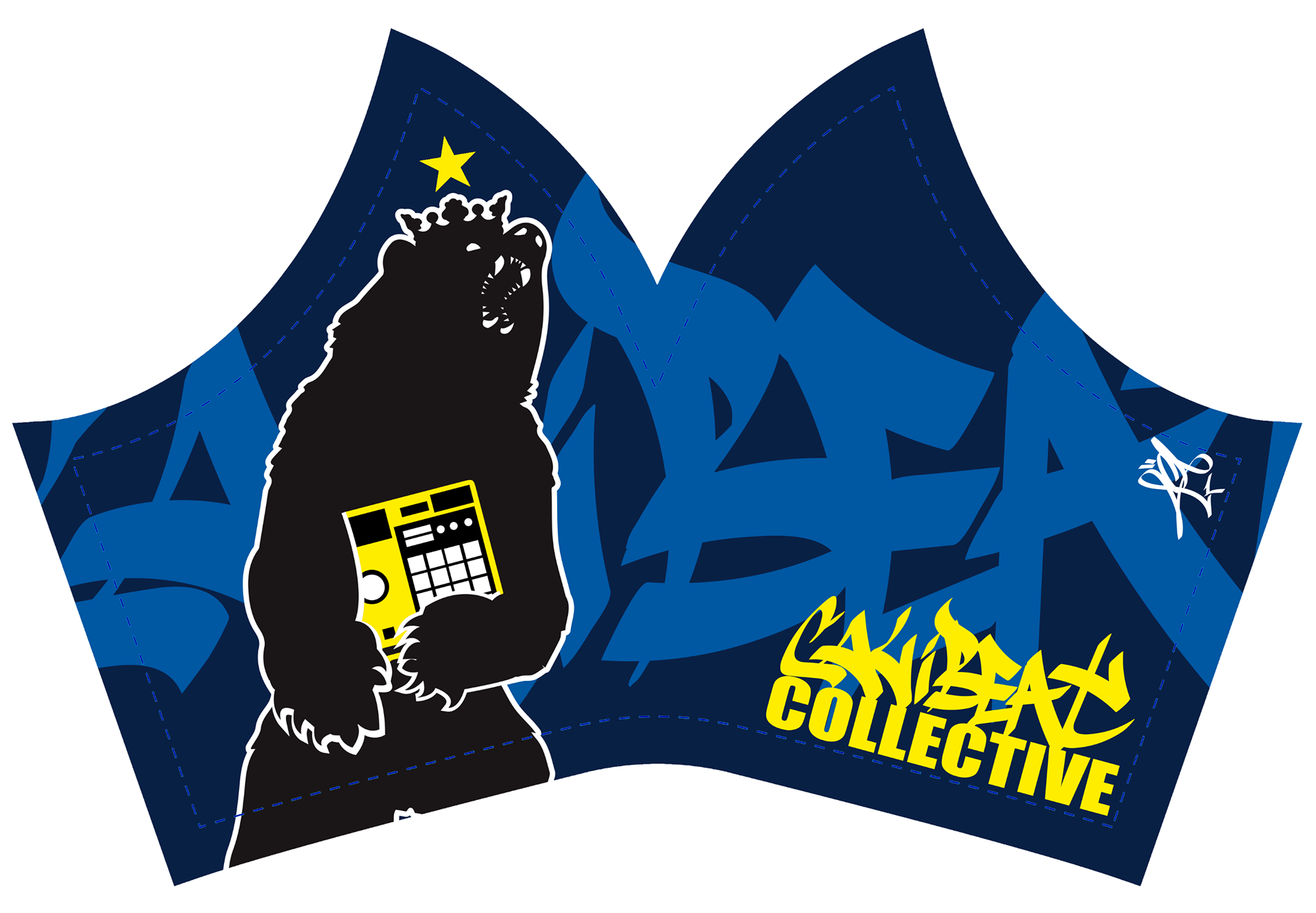 Cali Beat Collective Corona Face Mask - Warriors Color Theme.