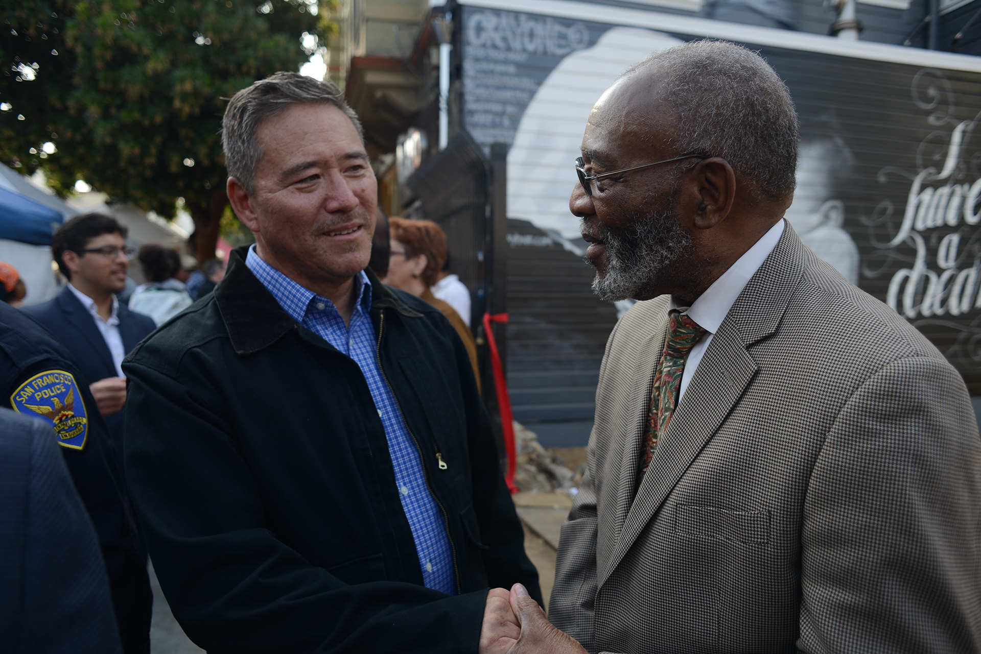 The city's pastor Amos Brown showed up to show support.