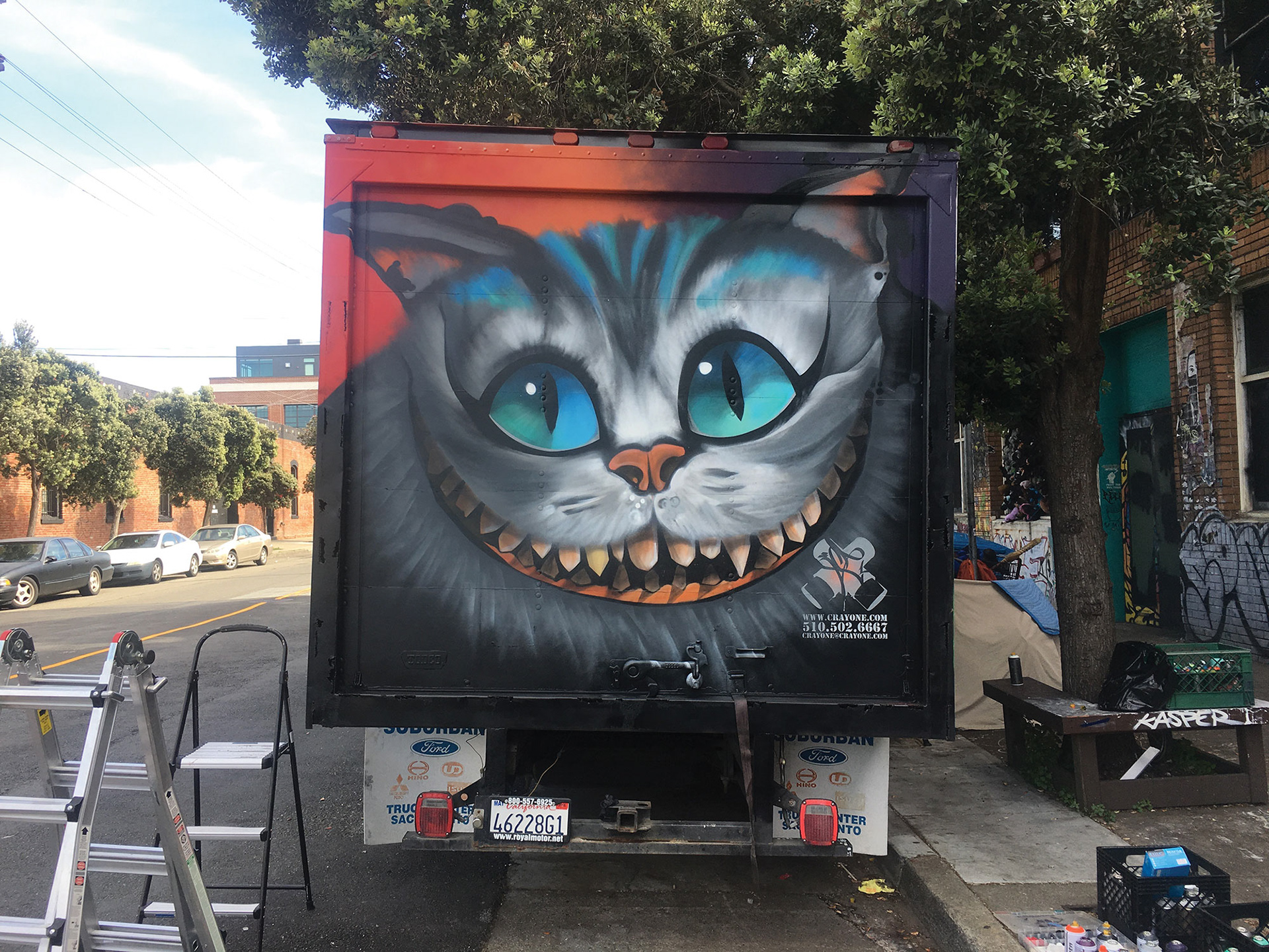 Cheshire Cat by Crayone. Box Truck in the Mission District. 2017