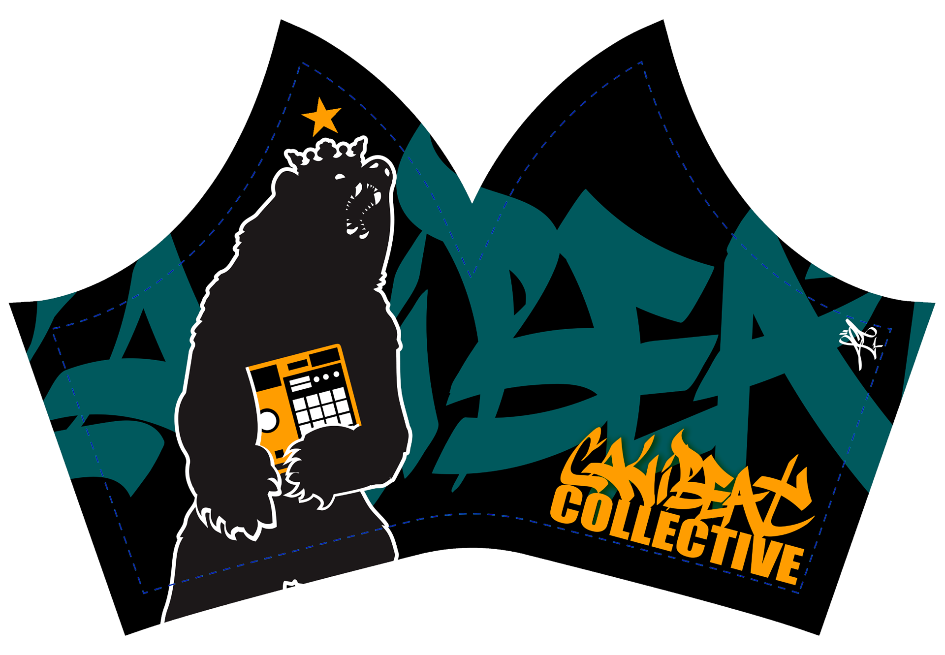 Cali Beat Collective Corona Face Mask - Sharks Color Theme.