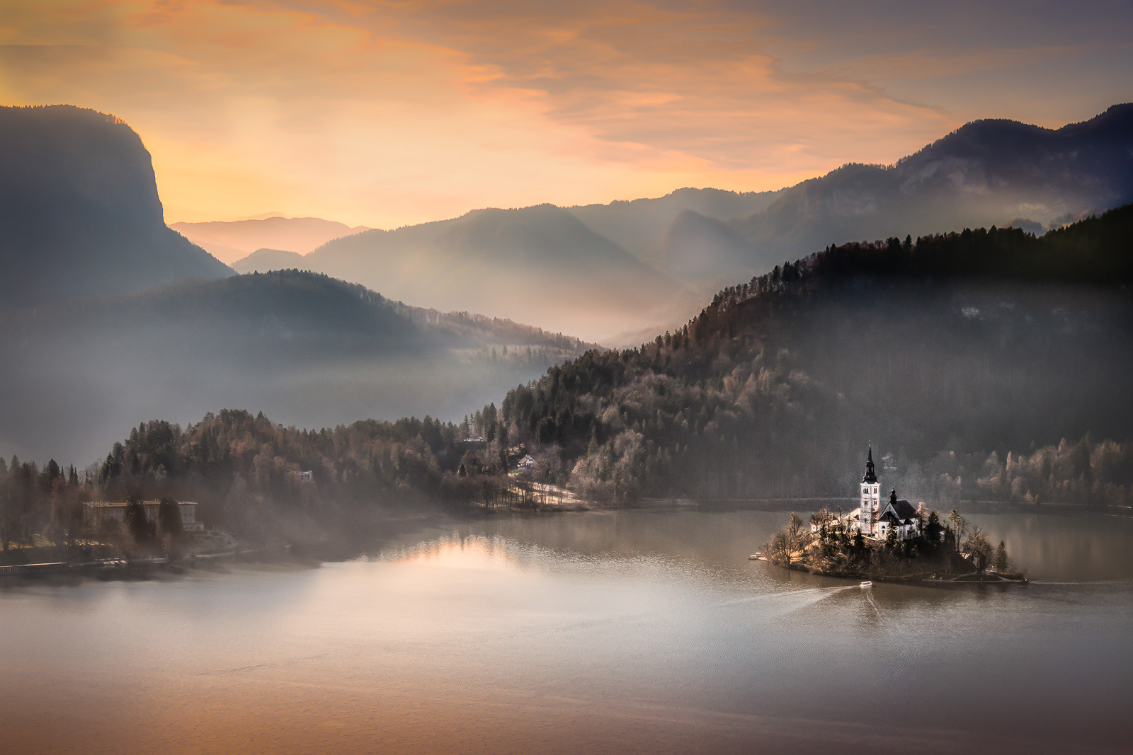 Misty Recessions behind Lake Bled