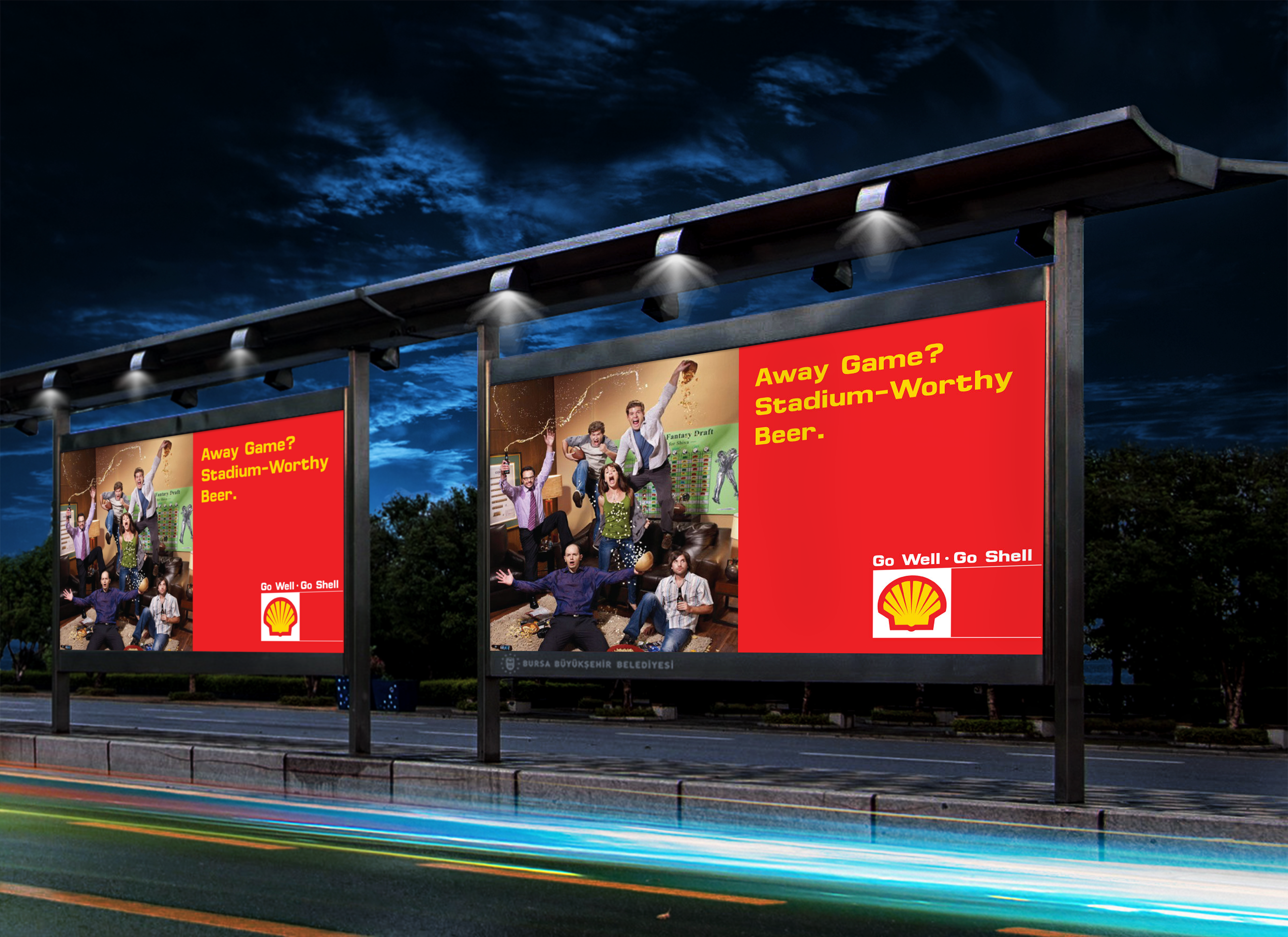 Shell Journeys Billboard: Away game? Stadium-worthy beer.
