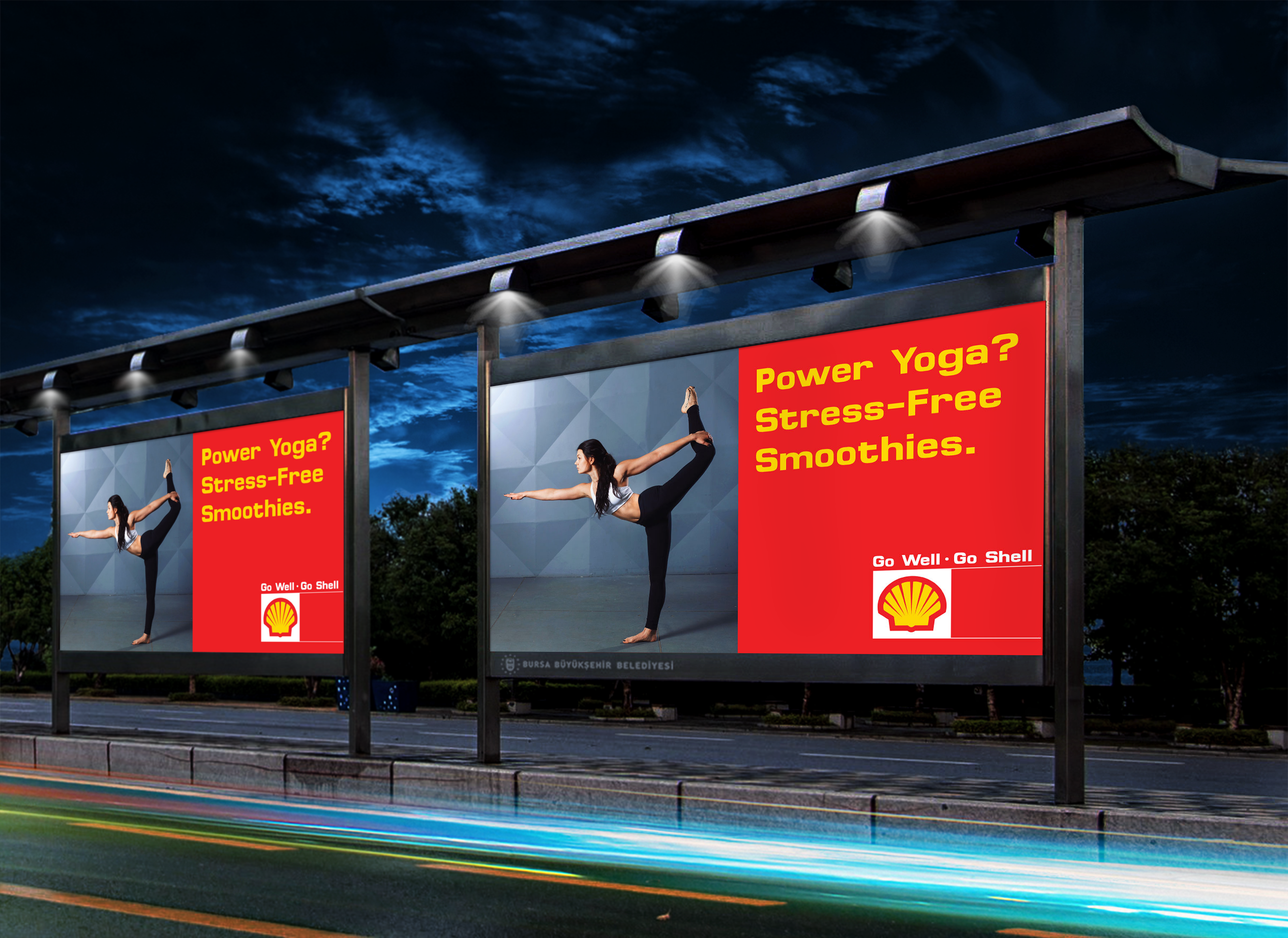 Shell Journeys Billboard: Power yoga? Stress-free smoothies.