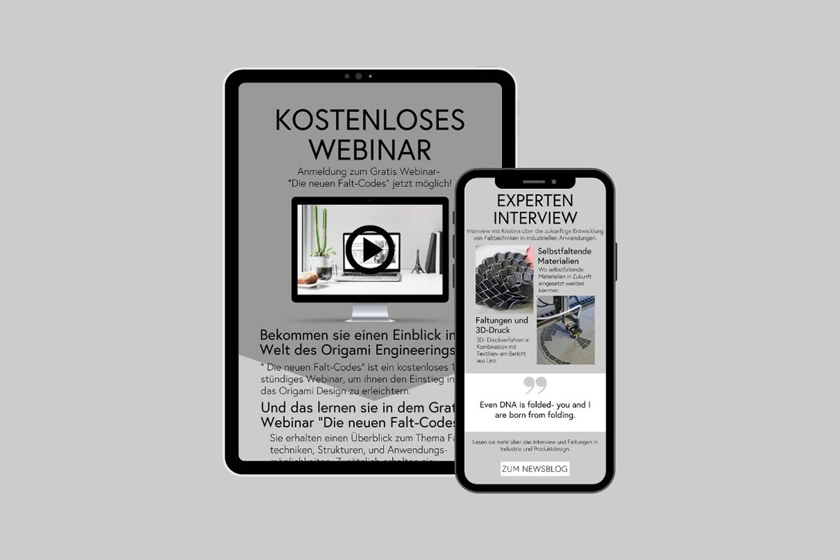 Beispiele des Newsletters von Kristina Wissling über Origami Falttechniken